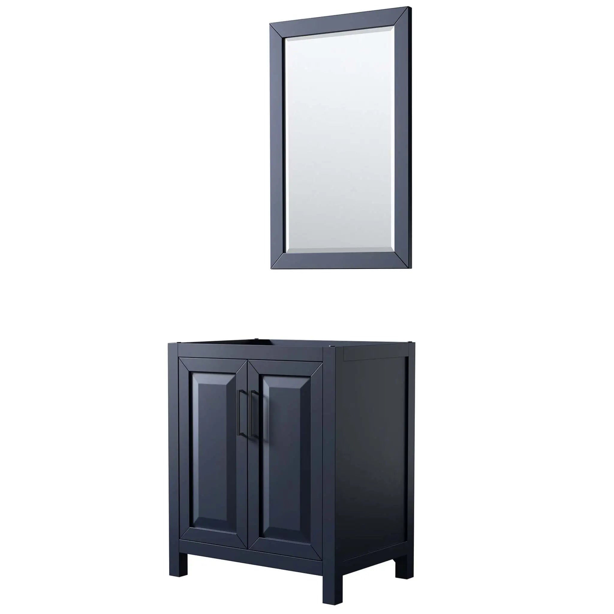 30" Daria Single Bathroom Vanity in Dark Blue with Matte Black Trim & 24" Mirror by Wyndham