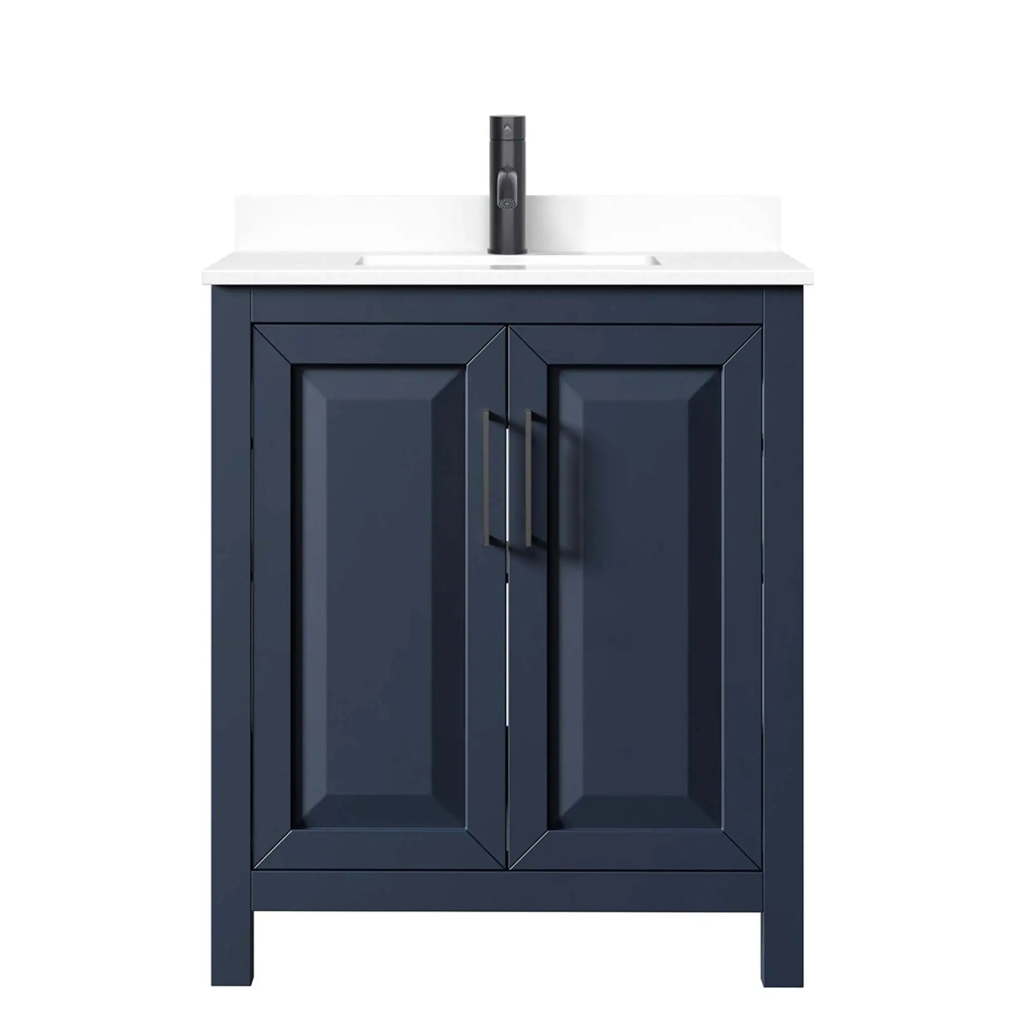 30" Daria Single Bathroom Vanity in Dark Blue with Matte Black Trim by Wyndham