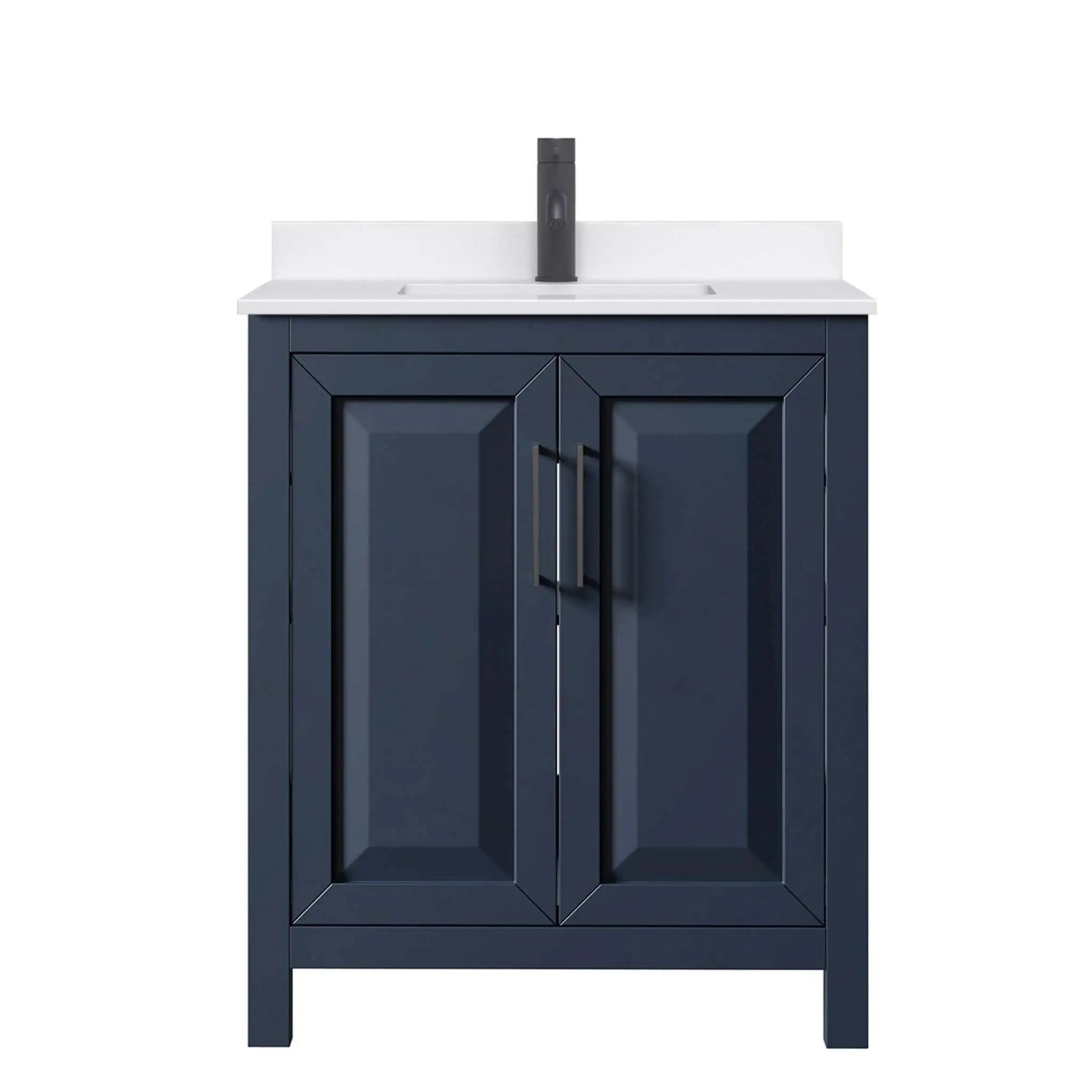 30" Daria Single Bathroom Vanity in Dark Blue with Matte Black Trim by Wyndham