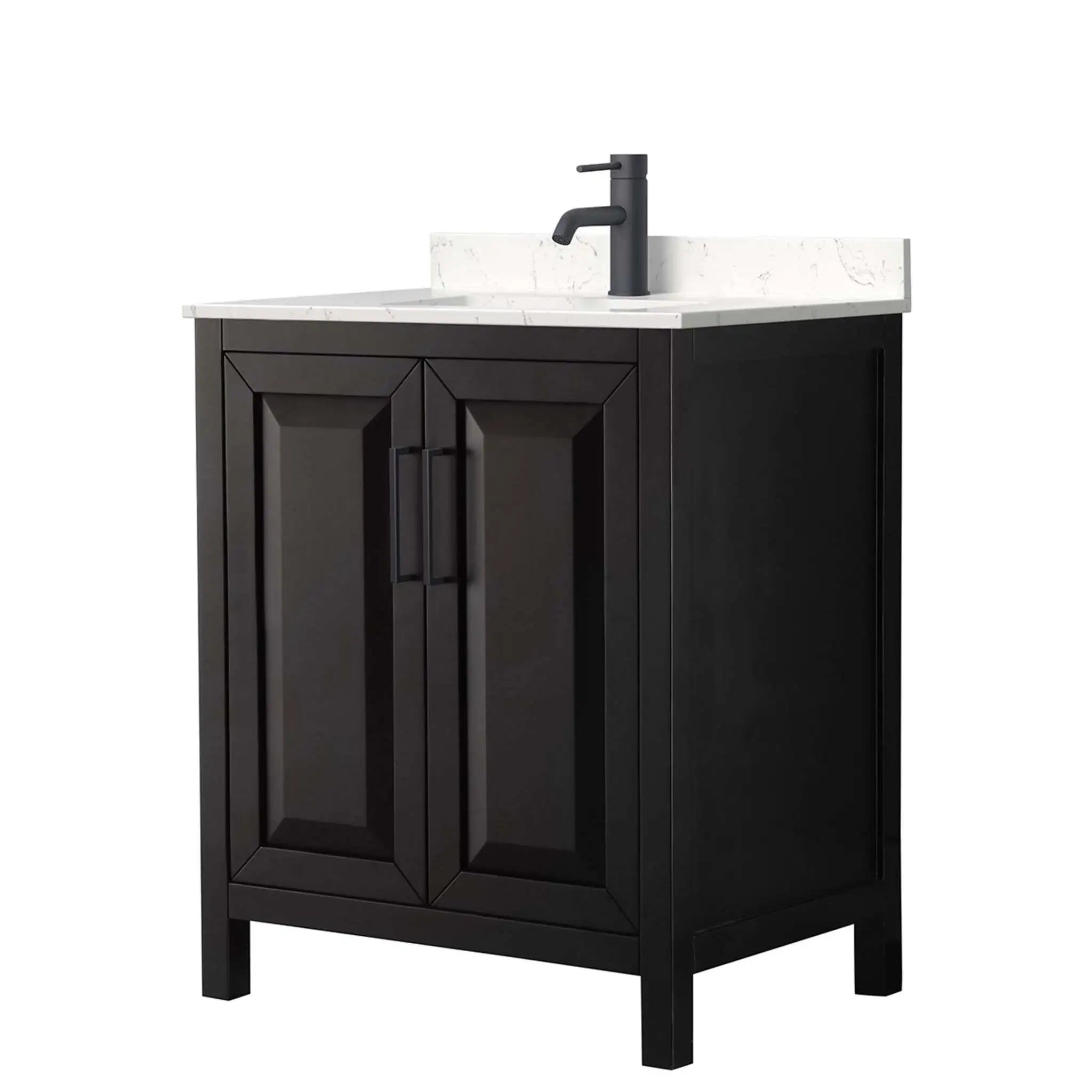 30" Daria Single Bathroom Vanity in Dark Espresso with Matte Black Trim by Wyndham