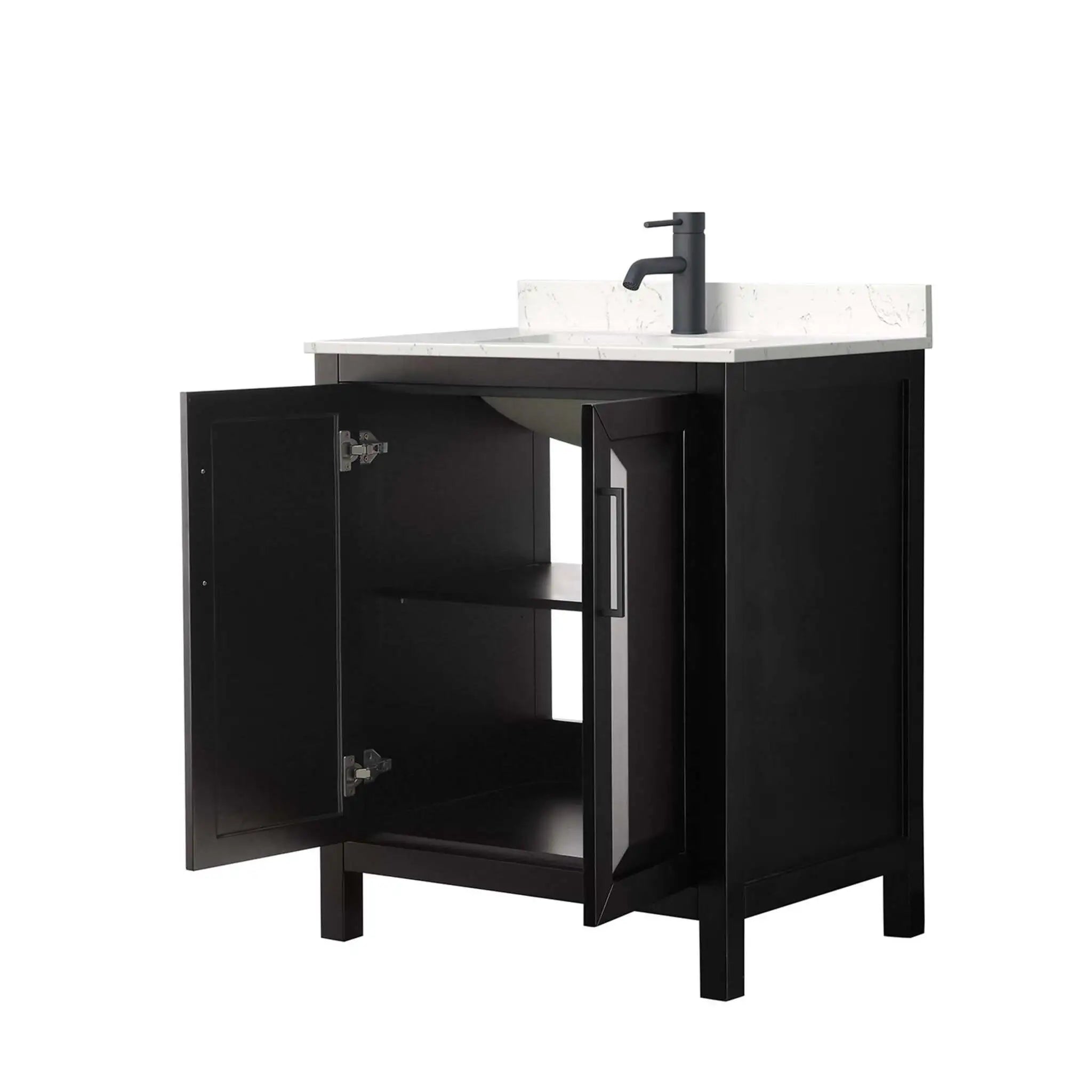 30" Daria Single Bathroom Vanity in Dark Espresso with Matte Black Trim by Wyndham