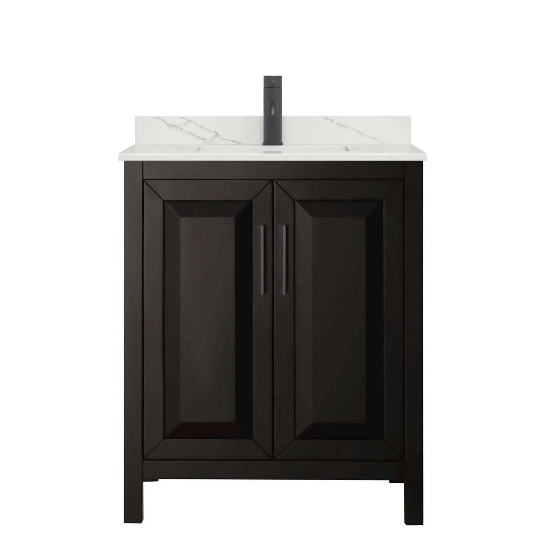 30" Daria Single Bathroom Vanity in Dark Espresso with Matte Black Trim by Wyndham