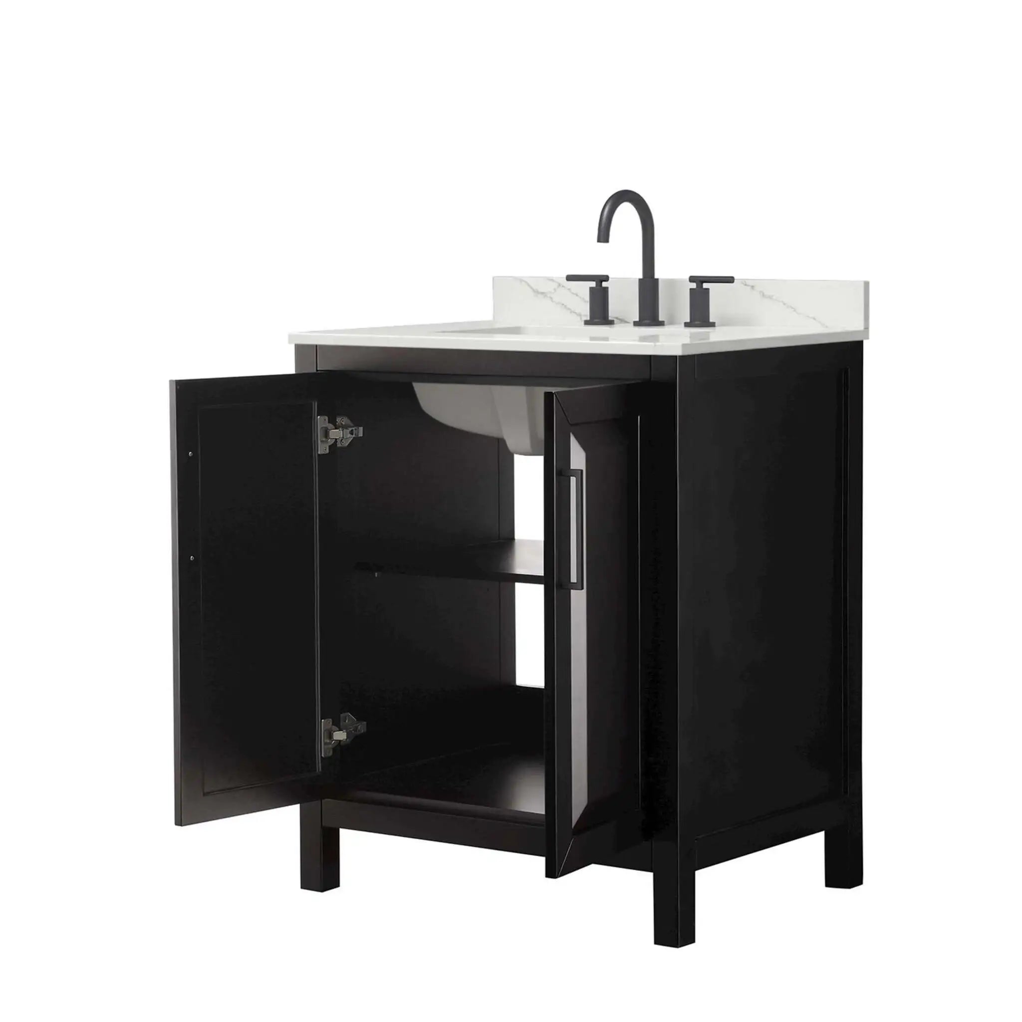 30" Daria Single Bathroom Vanity in Dark Espresso with Matte Black Trim by Wyndham