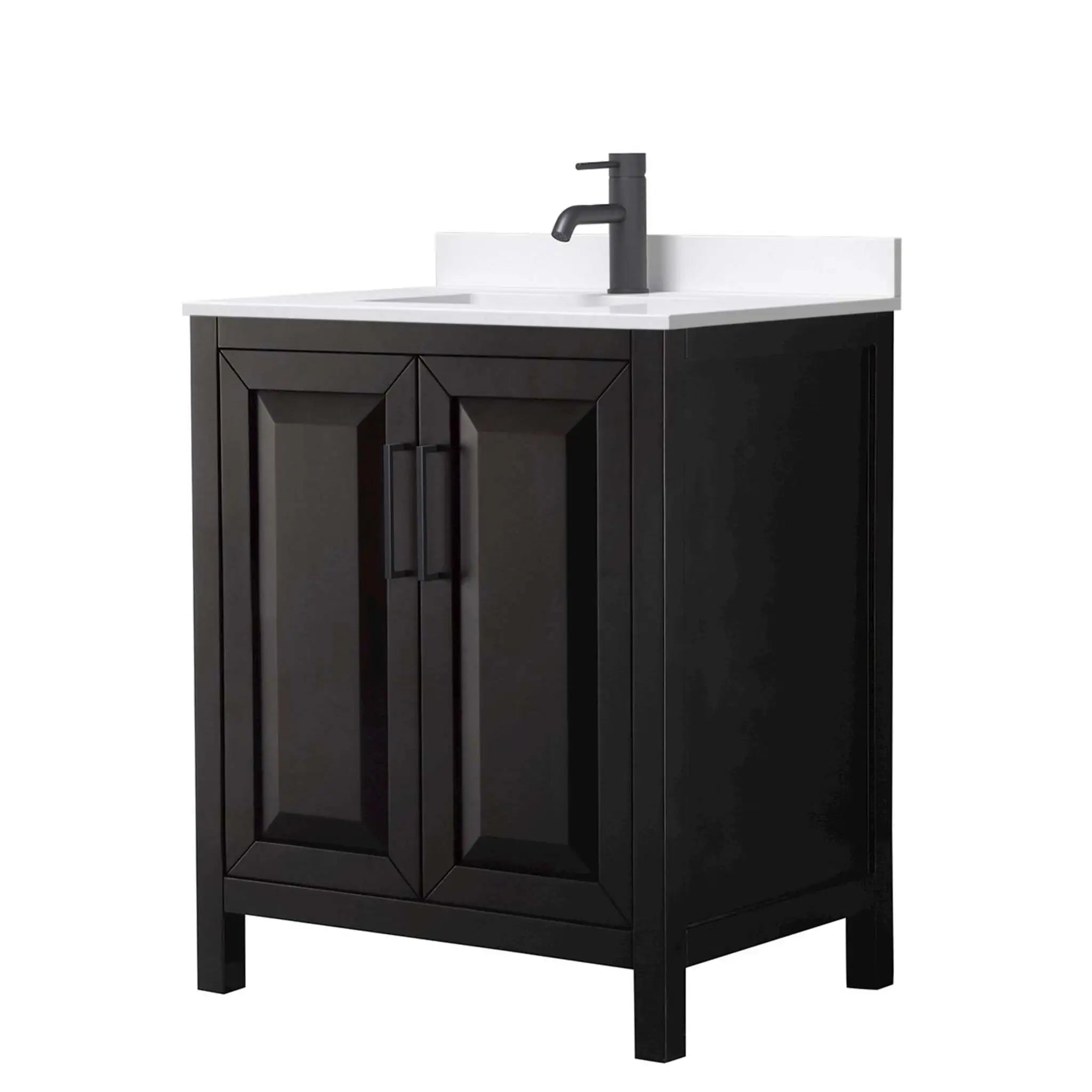 30" Daria Single Bathroom Vanity in Dark Espresso with Matte Black Trim by Wyndham
