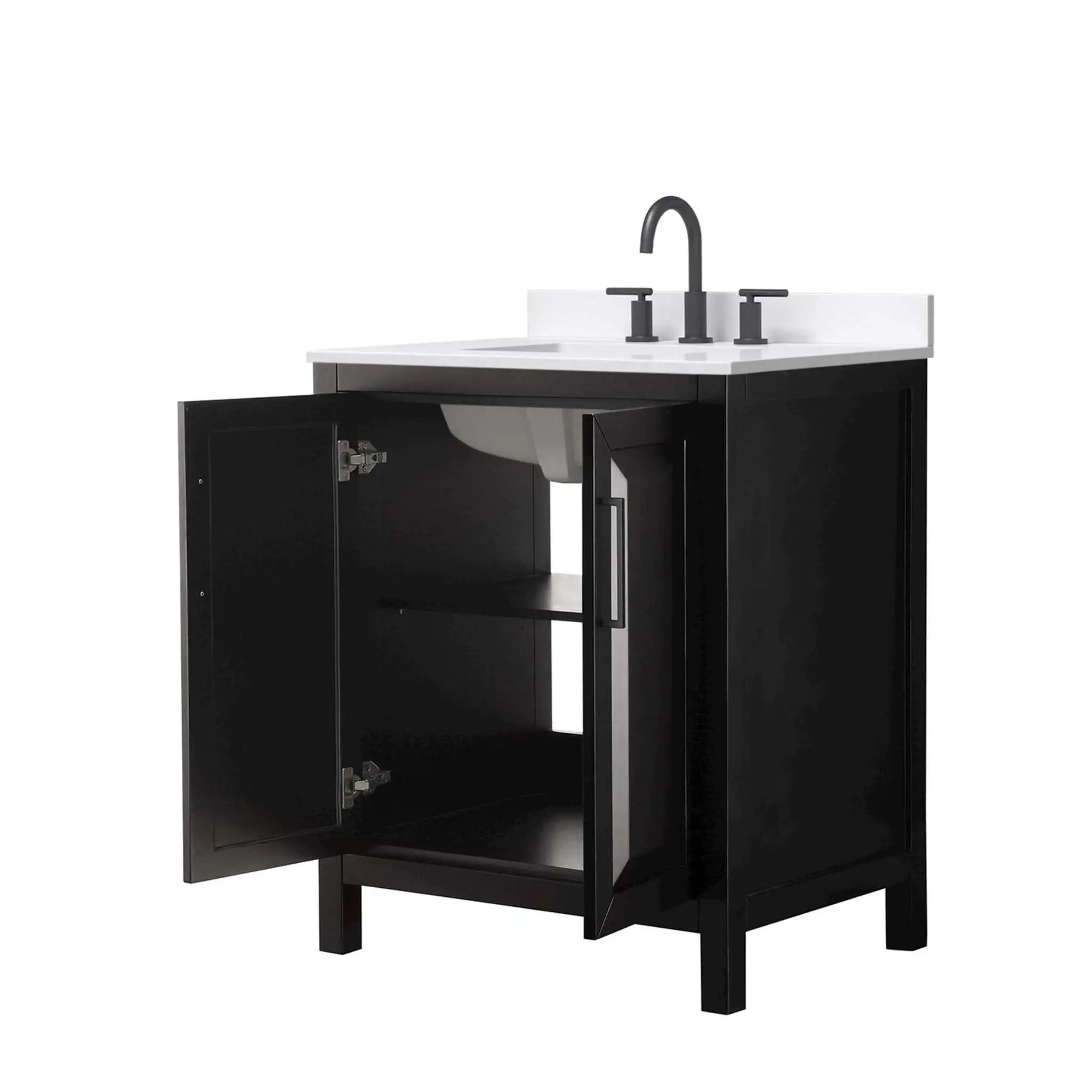 30" Daria Single Bathroom Vanity in Dark Espresso with Matte Black Trim by Wyndham