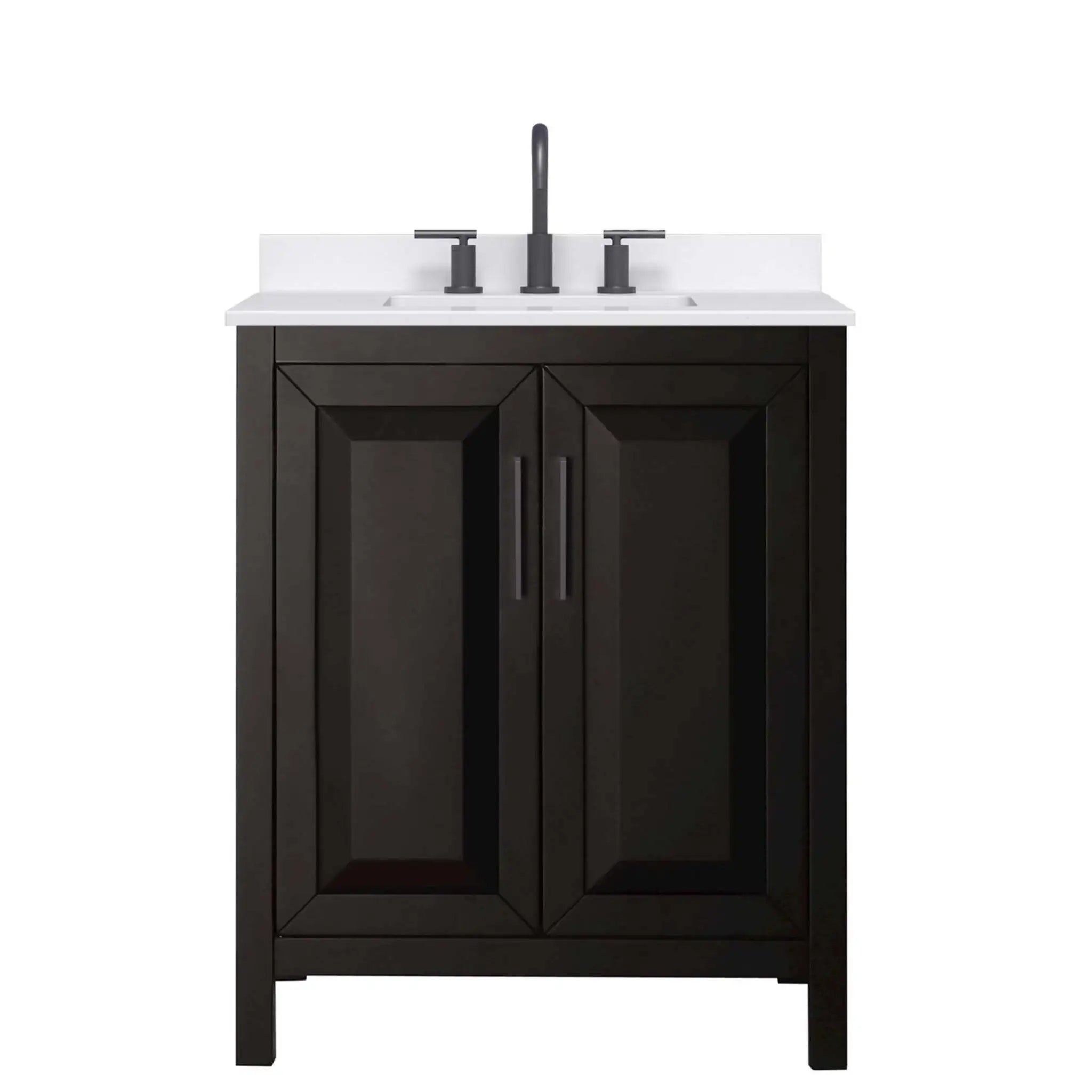 30" Daria Single Bathroom Vanity in Dark Espresso with Matte Black Trim by Wyndham