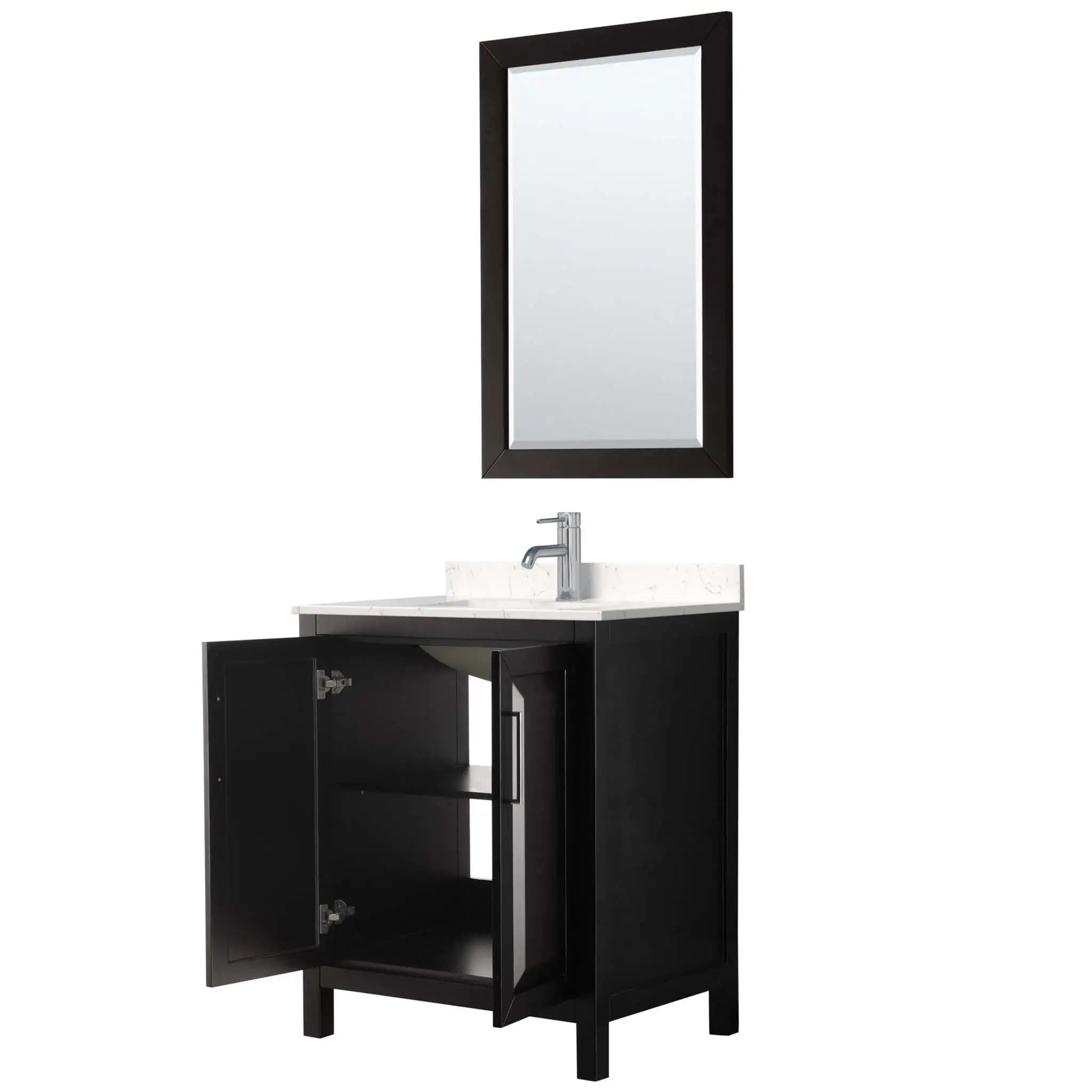 30" Daria Single Bathroom Vanity in Dark Espresso with Polished Chrome Trim & 24" Mirror by Wyndham