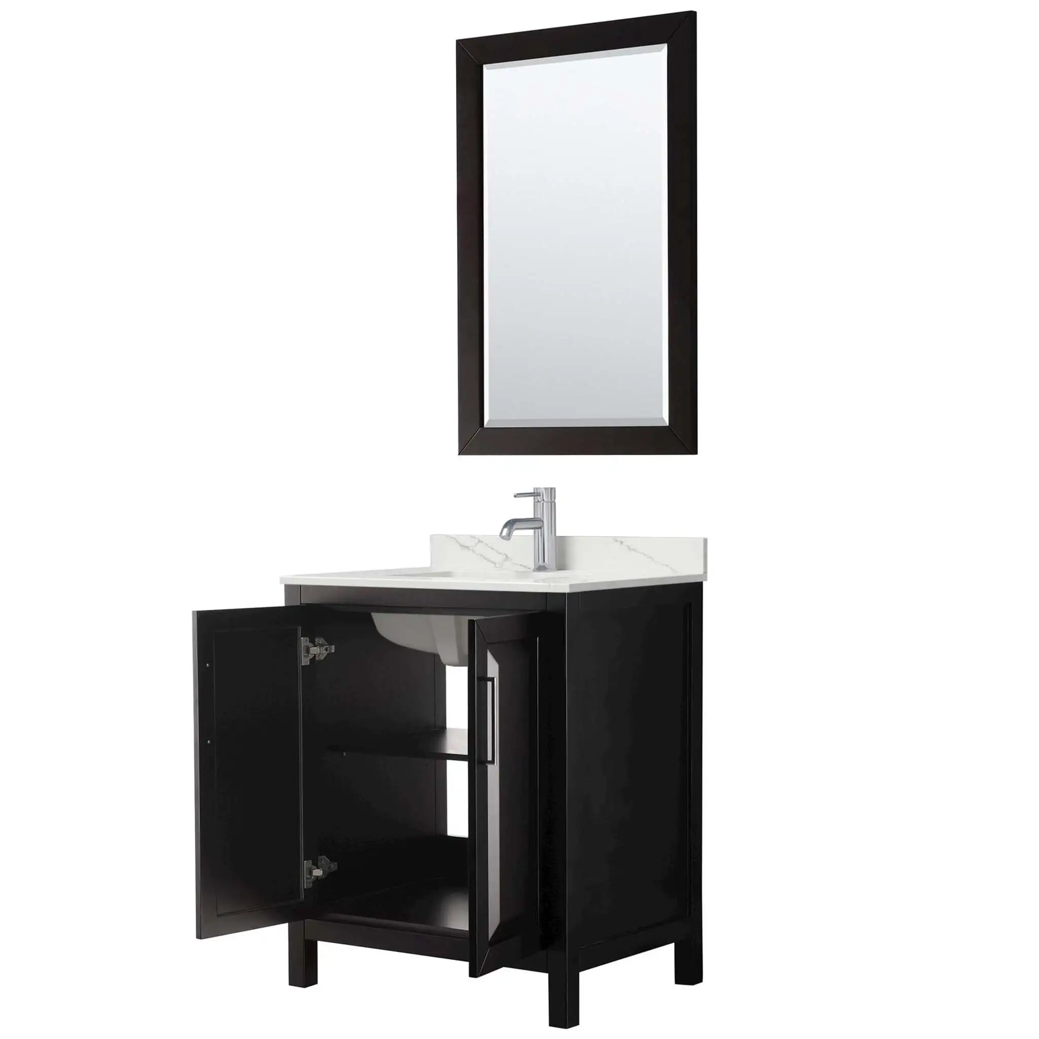 30" Daria Single Bathroom Vanity in Dark Espresso with Polished Chrome Trim & 24" Mirror by Wyndham