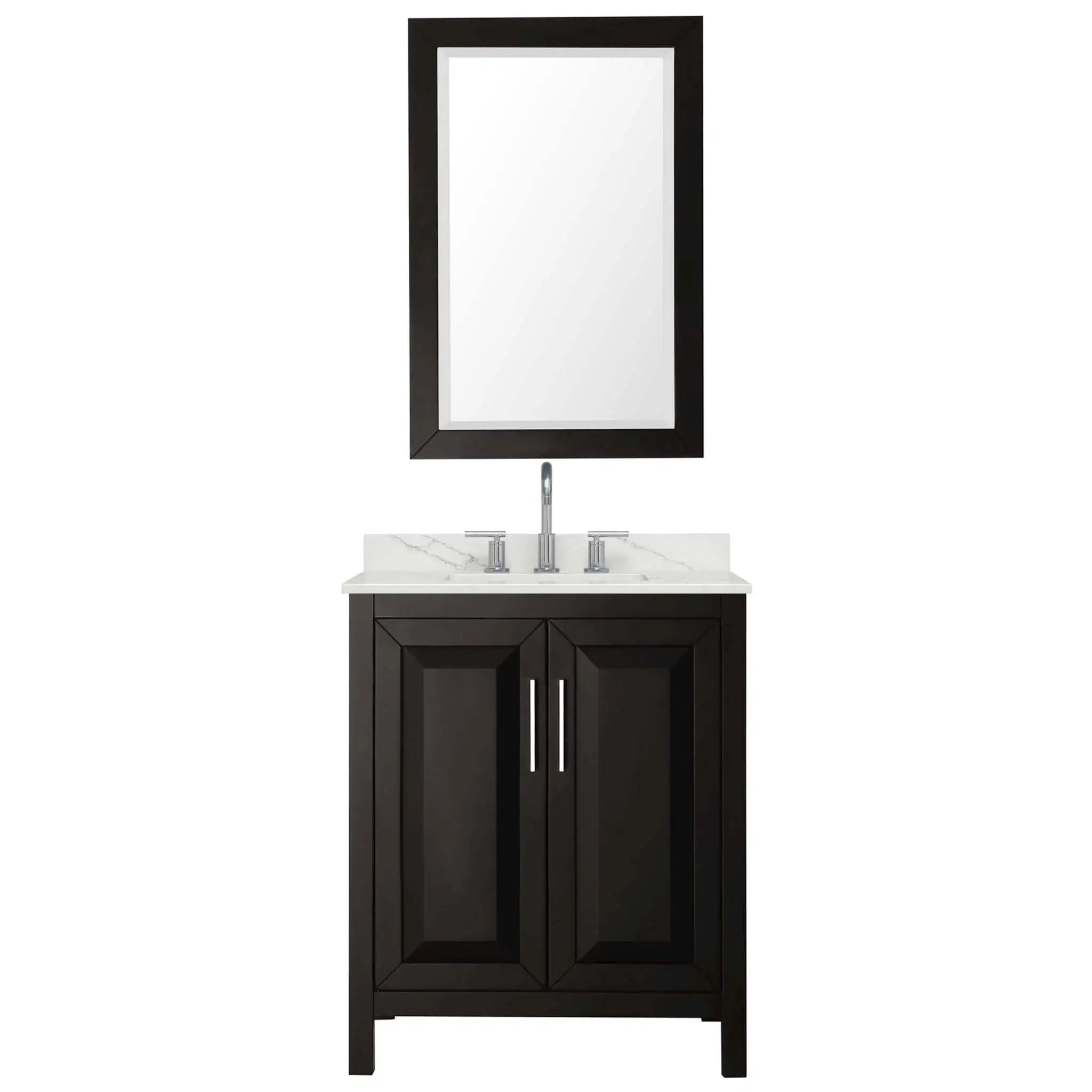 30" Daria Single Bathroom Vanity in Dark Espresso with Polished Chrome Trim & 24" Mirror by Wyndham
