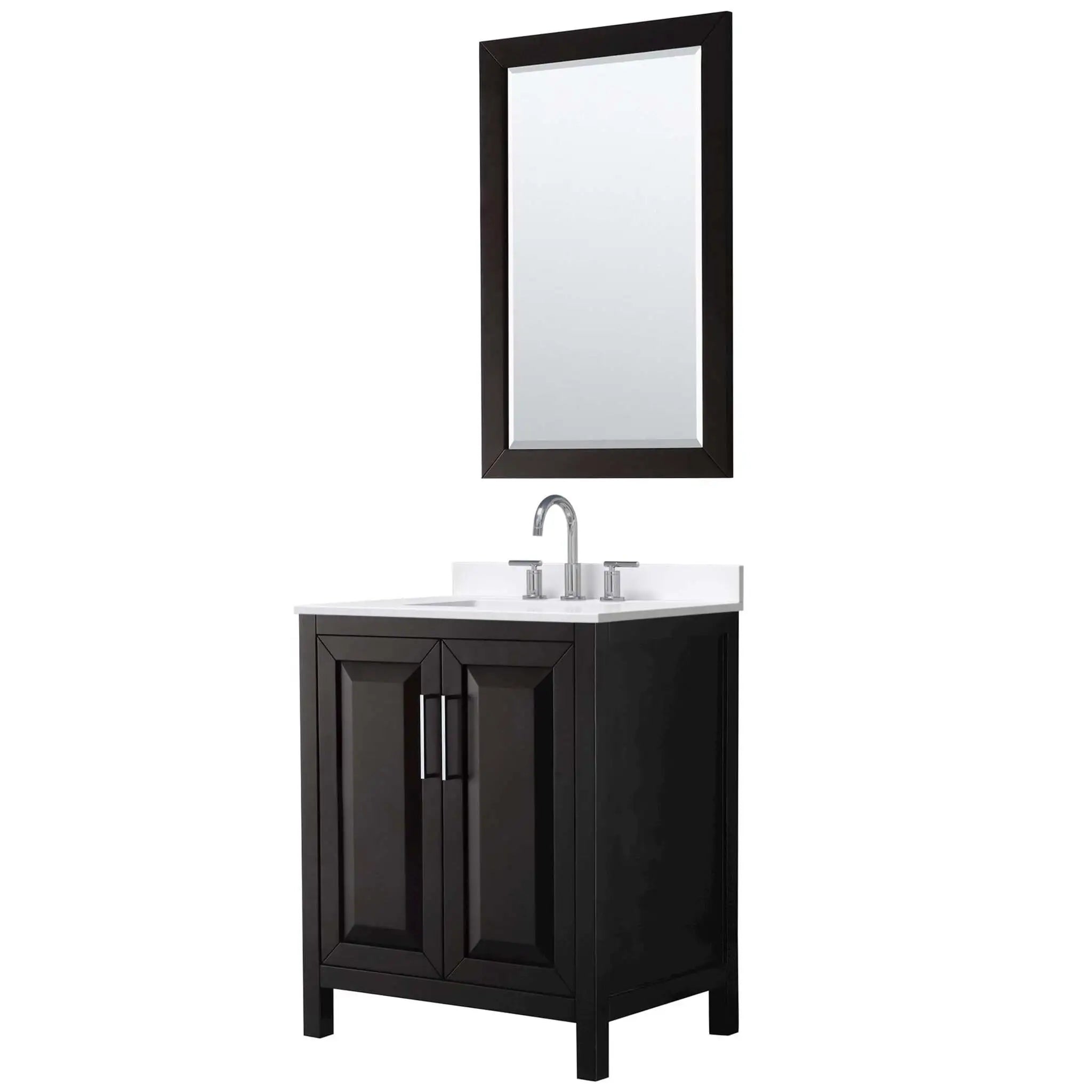 30" Daria Single Bathroom Vanity in Dark Espresso with Polished Chrome Trim & 24" Mirror by Wyndham