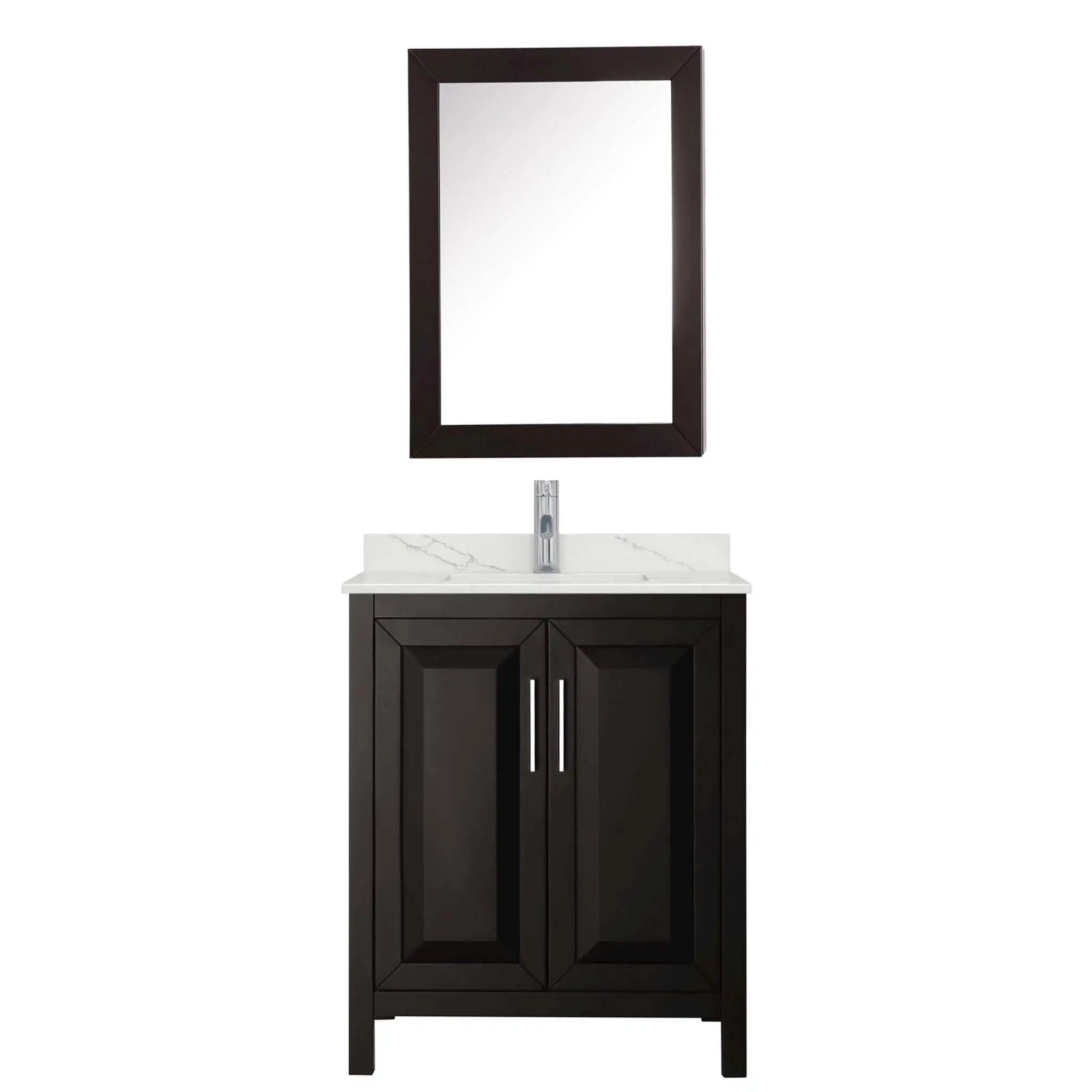 30" Daria Single Bathroom Vanity in Dark Espresso with Polished Chrome Trim & Medicine Cabinet by Wyndham