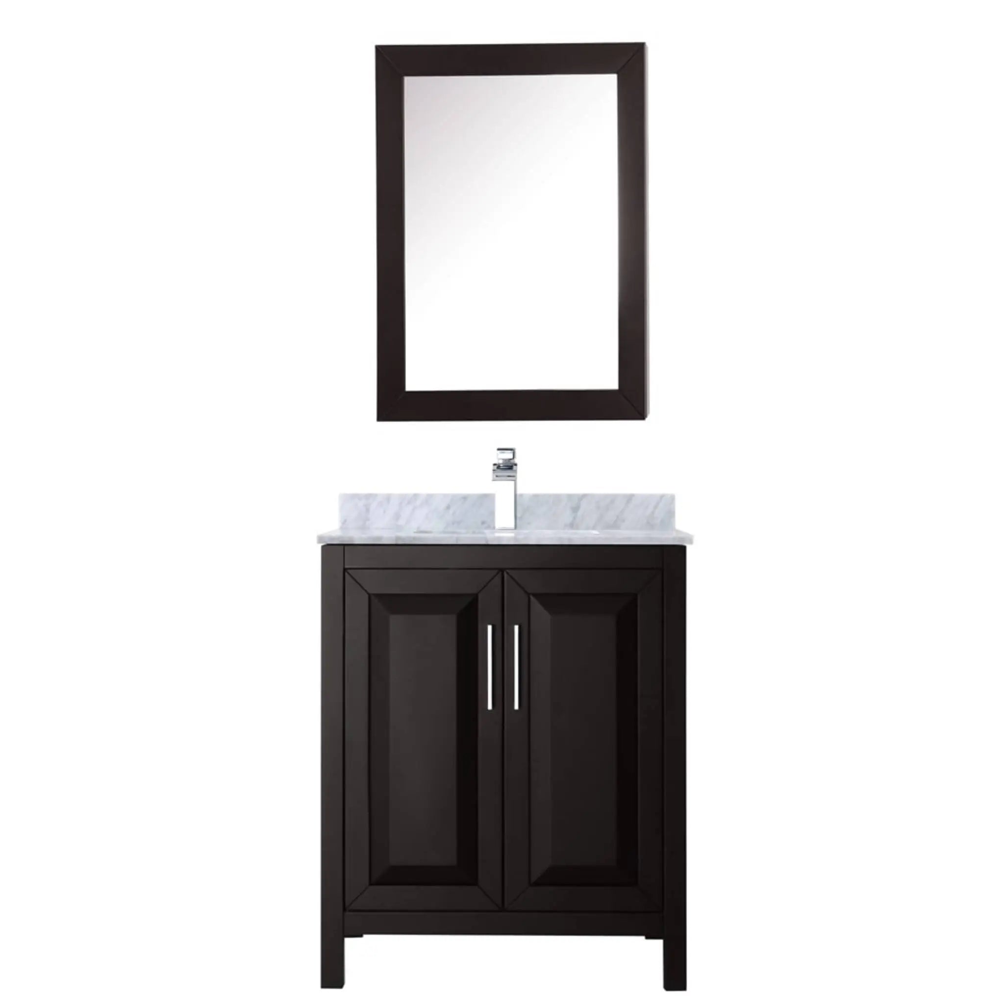 30" Daria Single Bathroom Vanity in Dark Espresso with Polished Chrome Trim & Medicine Cabinet by Wyndham