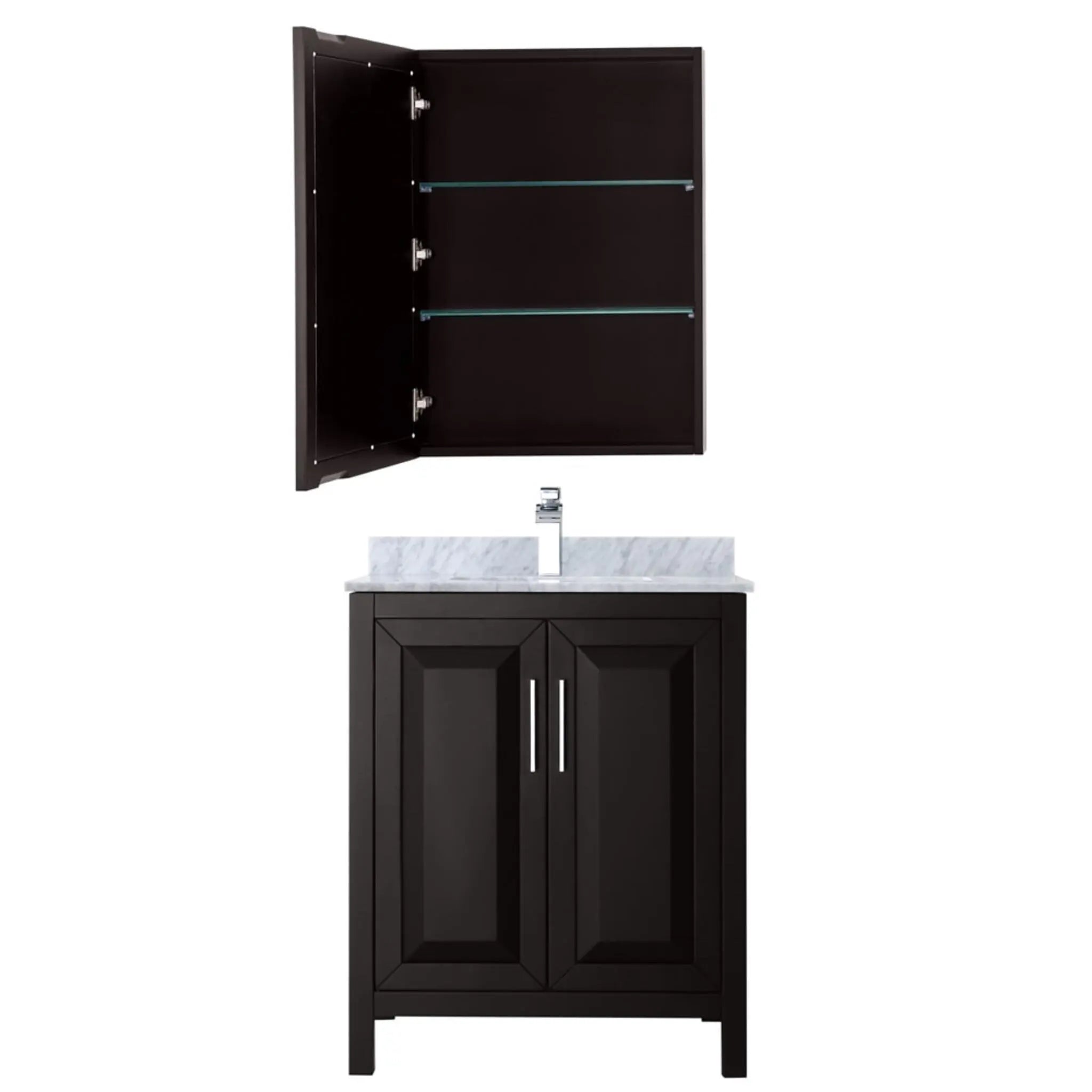 30" Daria Single Bathroom Vanity in Dark Espresso with Polished Chrome Trim & Medicine Cabinet by Wyndham