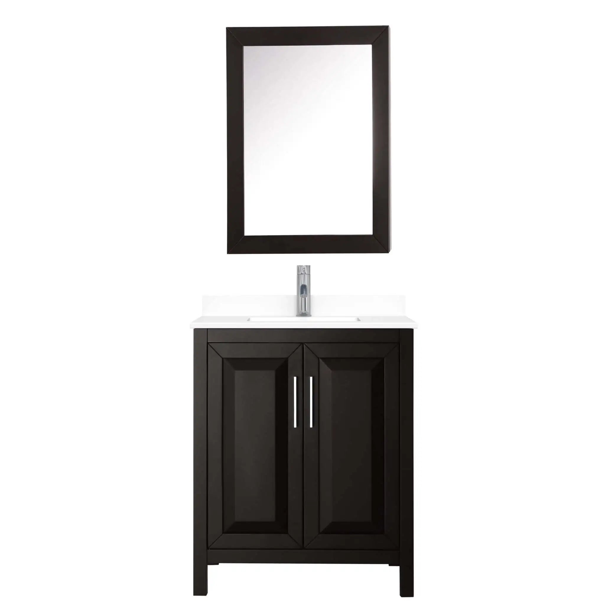 30" Daria Single Bathroom Vanity in Dark Espresso with Polished Chrome Trim & Medicine Cabinet by Wyndham