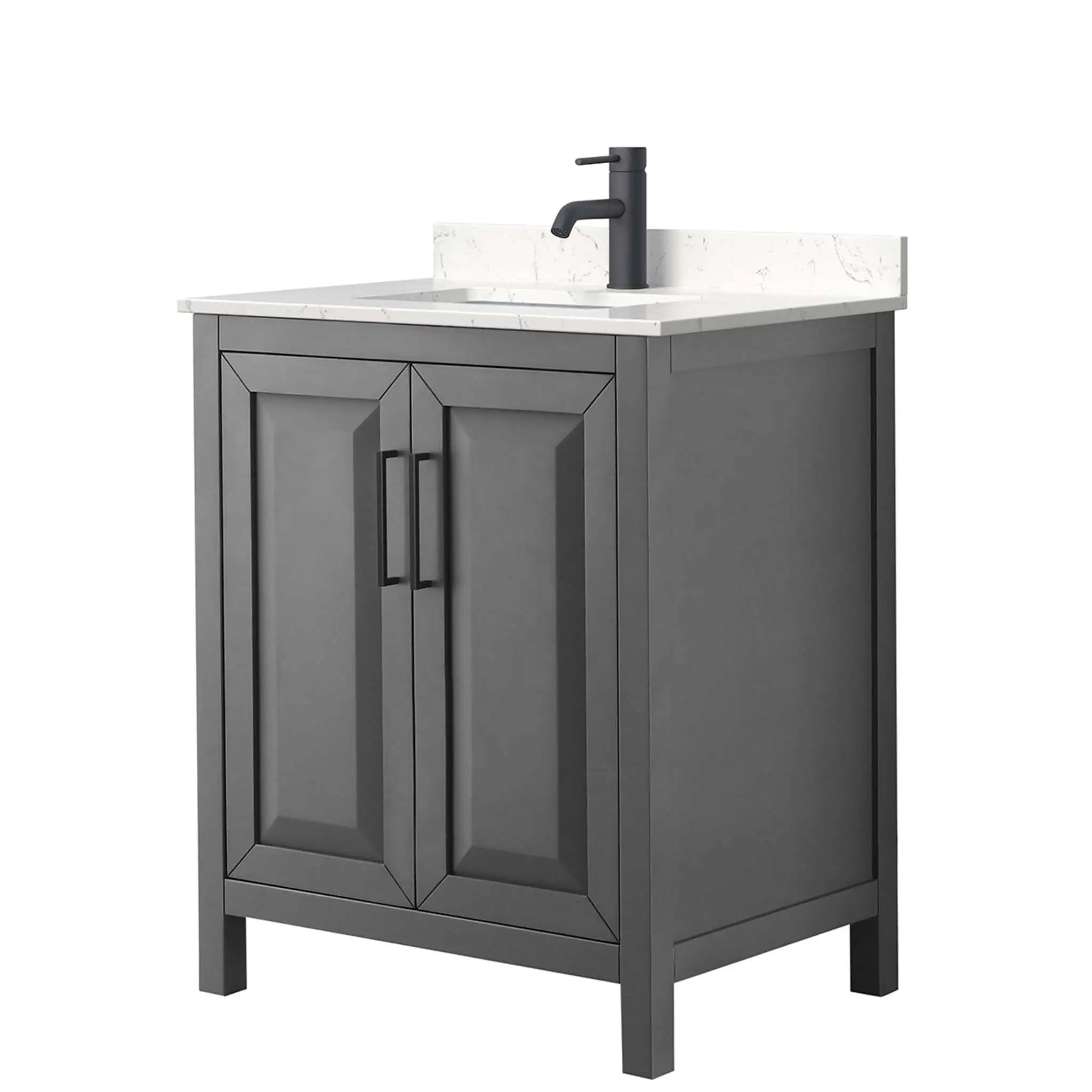 30" Daria Single Bathroom Vanity in Dark Gray with Matte Black Trim by Wyndham