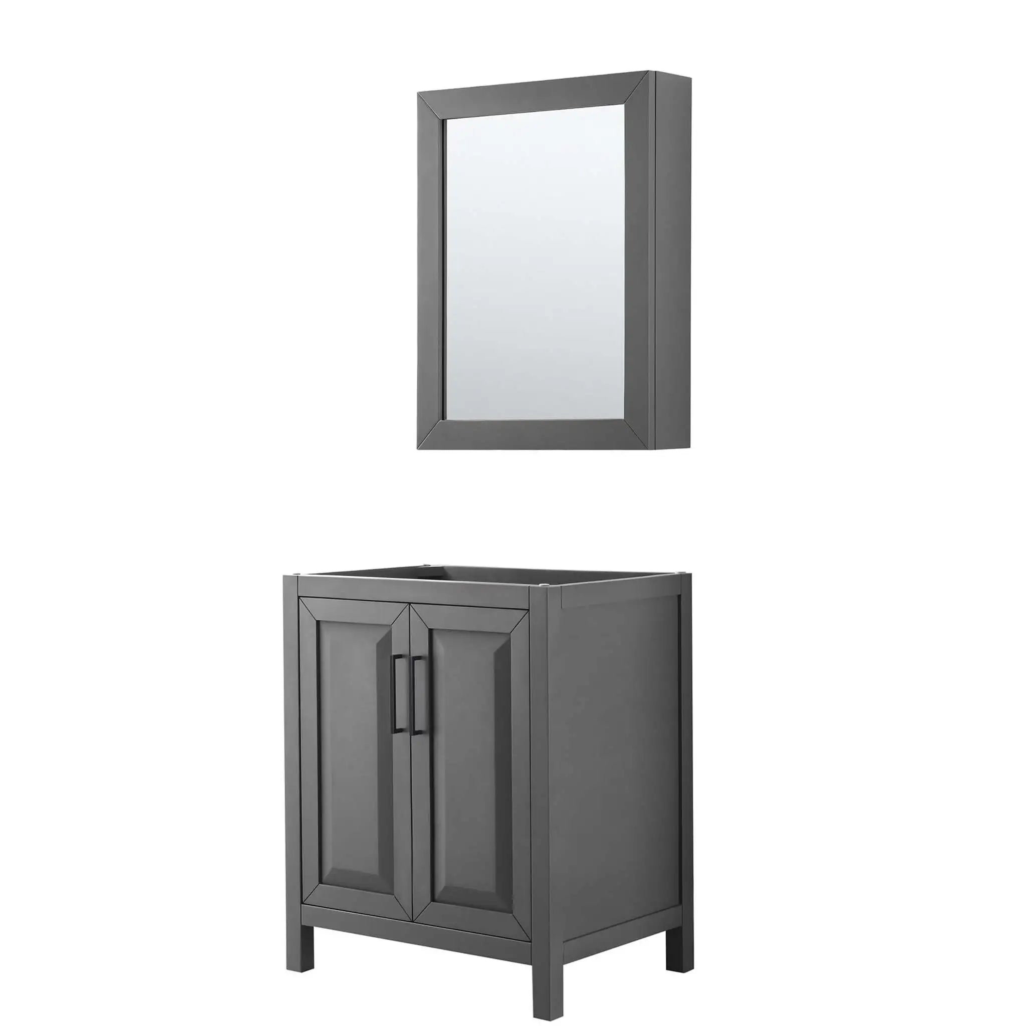 30" Daria Single Bathroom Vanity in Dark Gray with Matte Black Trim & Medicine Cabinet by Wyndham
