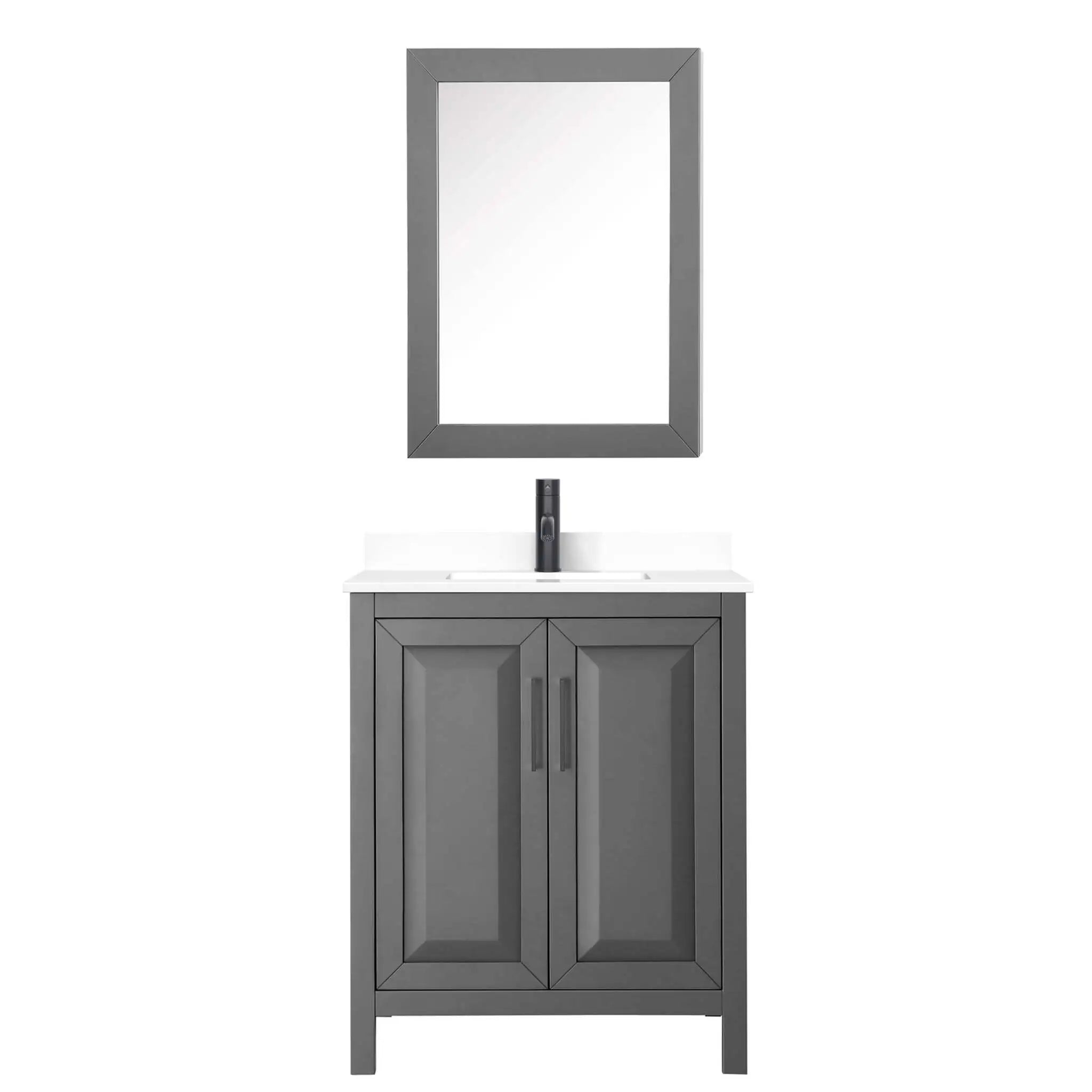 30" Daria Single Bathroom Vanity in Dark Gray with Matte Black Trim & Medicine Cabinet by Wyndham
