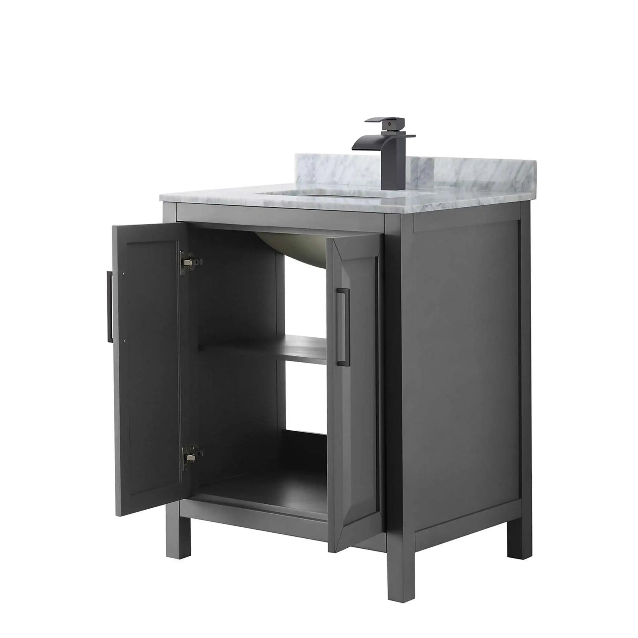 30" Daria Single Bathroom Vanity in Dark Gray with Matte Black Trim by Wyndham
