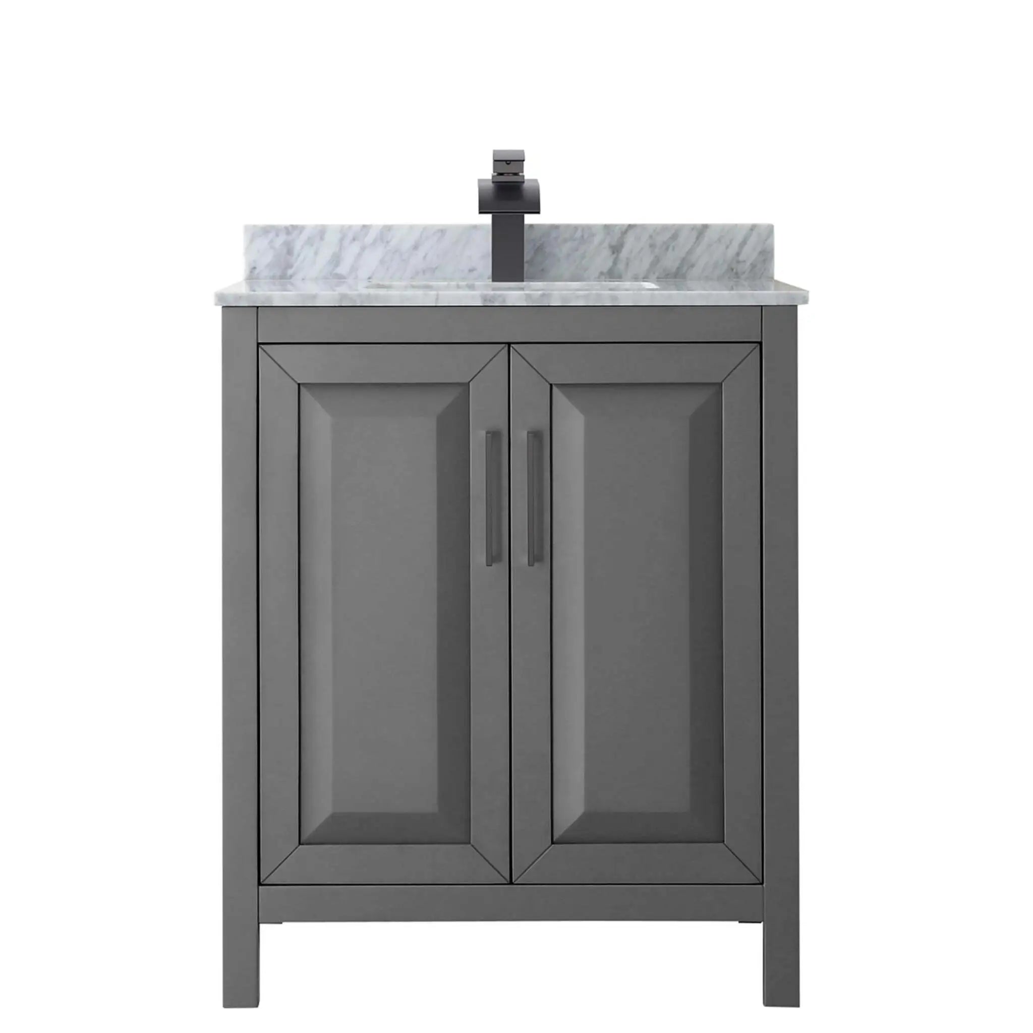 30" Daria Single Bathroom Vanity in Dark Gray with Matte Black Trim by Wyndham