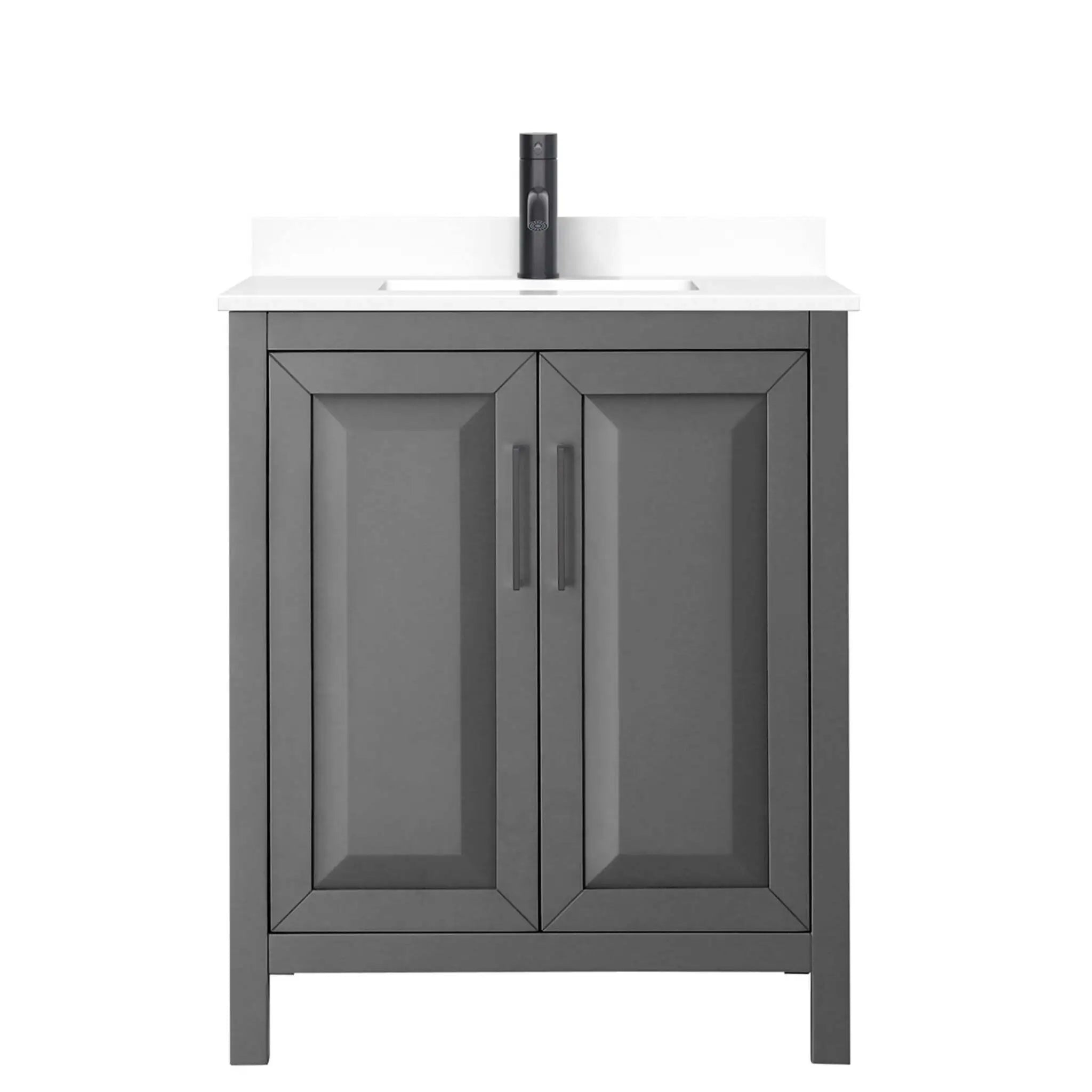 30" Daria Single Bathroom Vanity in Dark Gray with Matte Black Trim by Wyndham