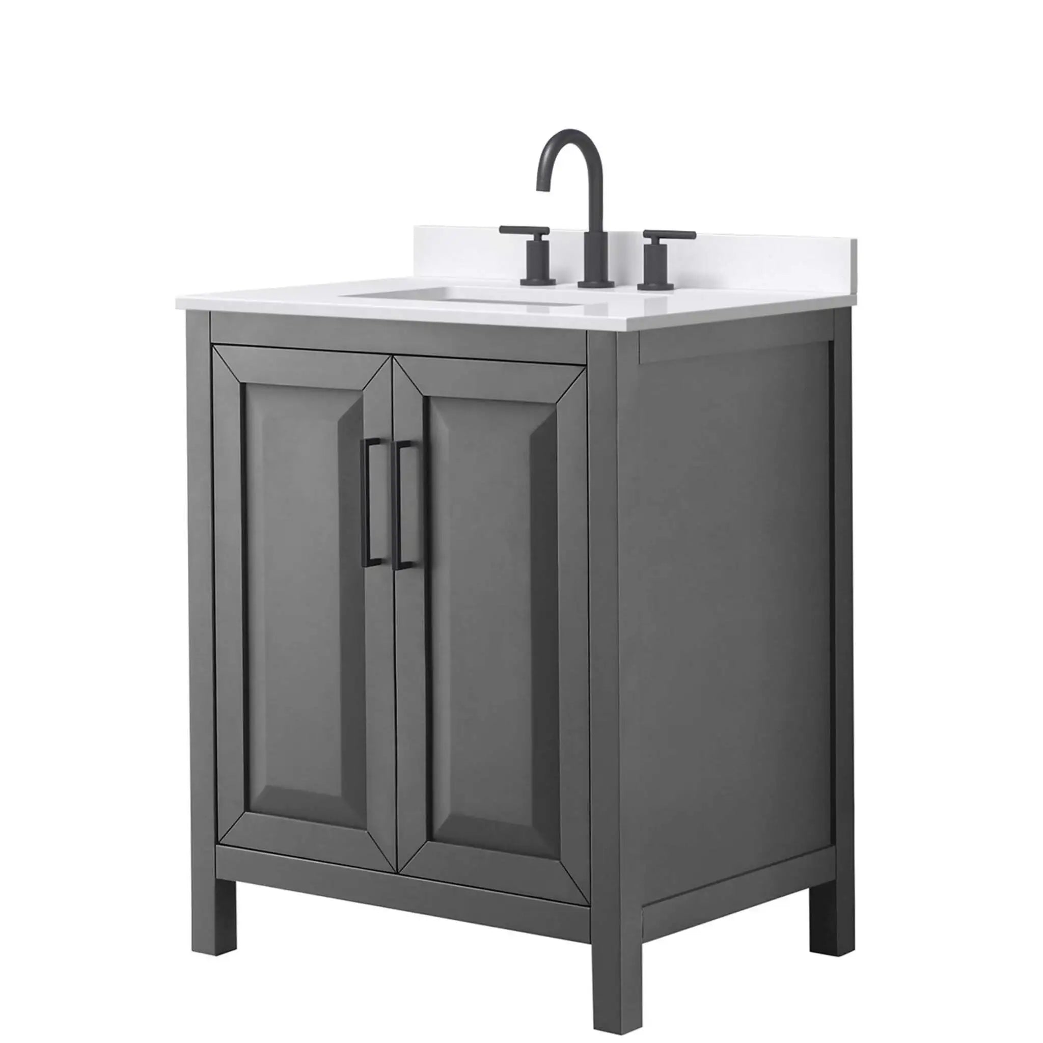 30" Daria Single Bathroom Vanity in Dark Gray with Matte Black Trim by Wyndham