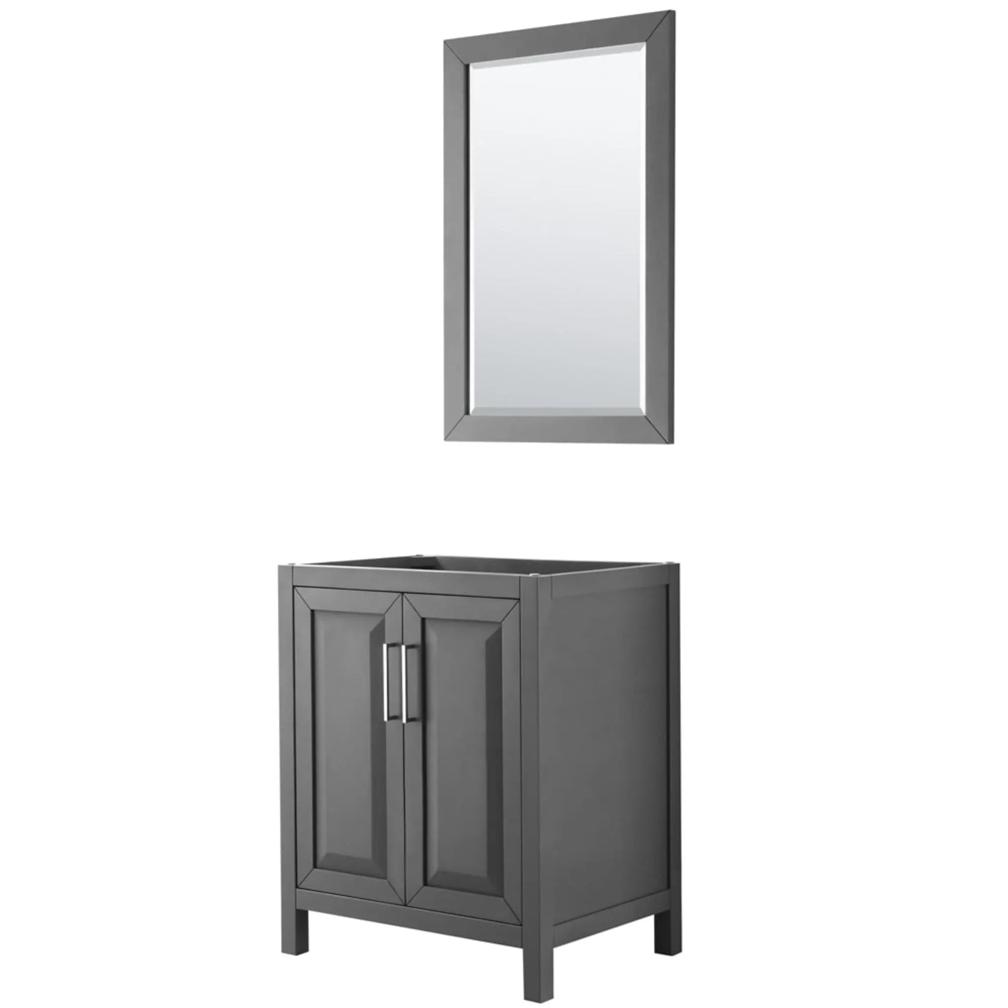 30" Daria Single Bathroom Vanity in Dark Gray with Polished Chrome Trim & 24" Mirror by Wyndham