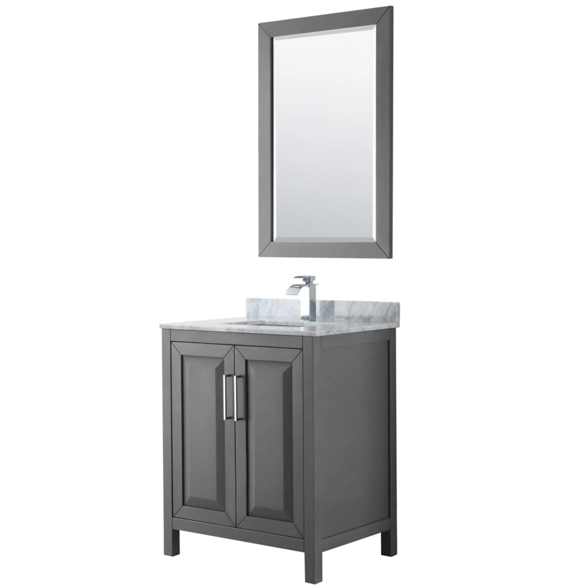 30" Daria Single Bathroom Vanity in Dark Gray with Polished Chrome Trim & 24" Mirror by Wyndham
