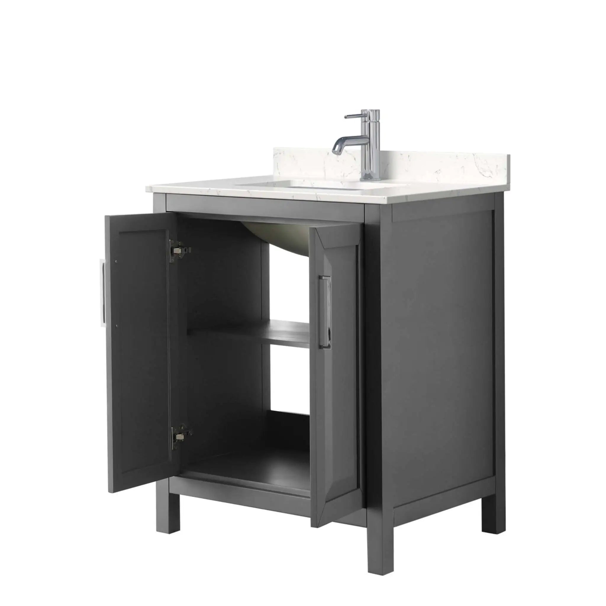 30" Daria Single Bathroom Vanity in Dark Gray with Polished Chrome Trim by Wyndham