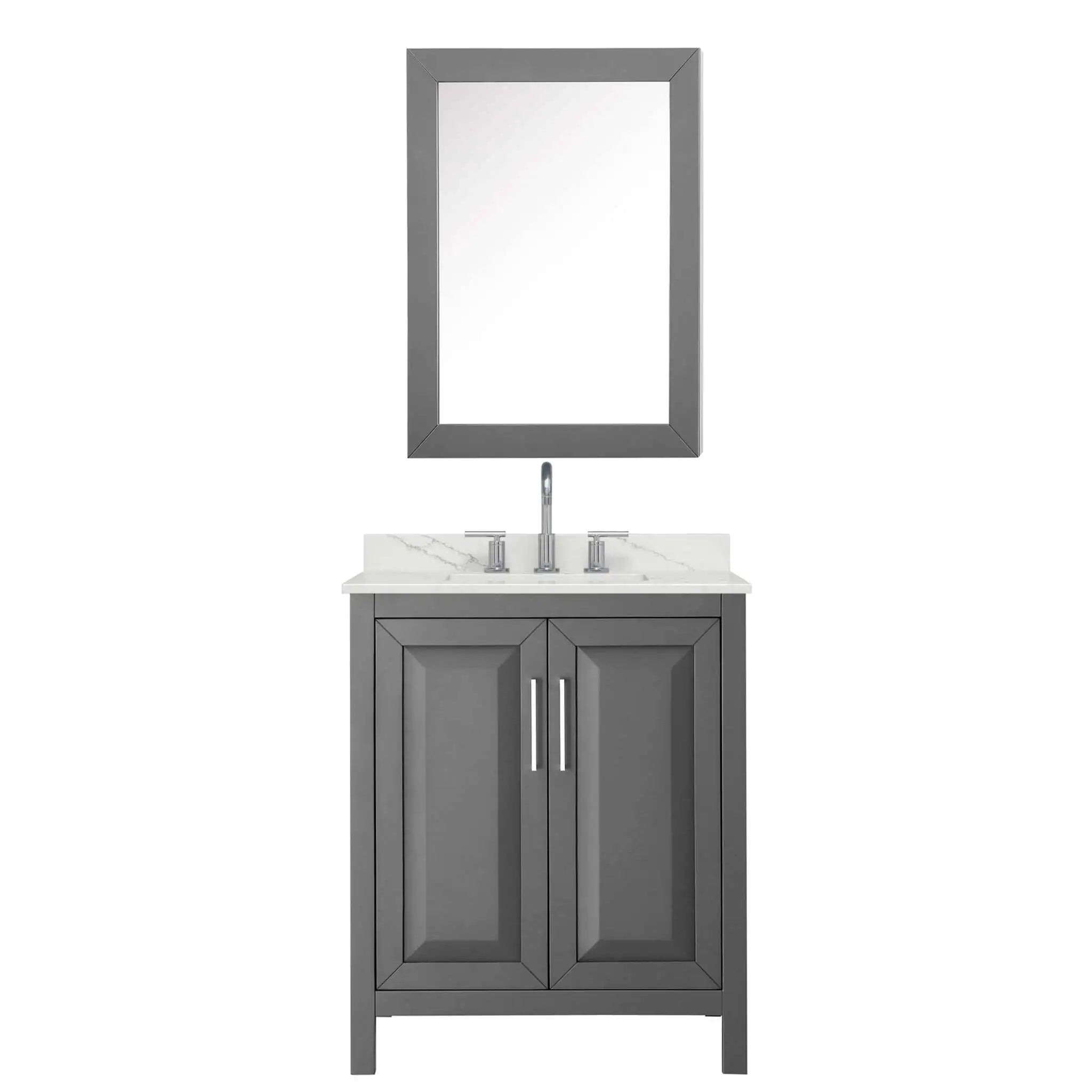30" Daria Single Bathroom Vanity in Dark Gray with Polished Chrome Trim & Medicine Cabinet by Wyndham
