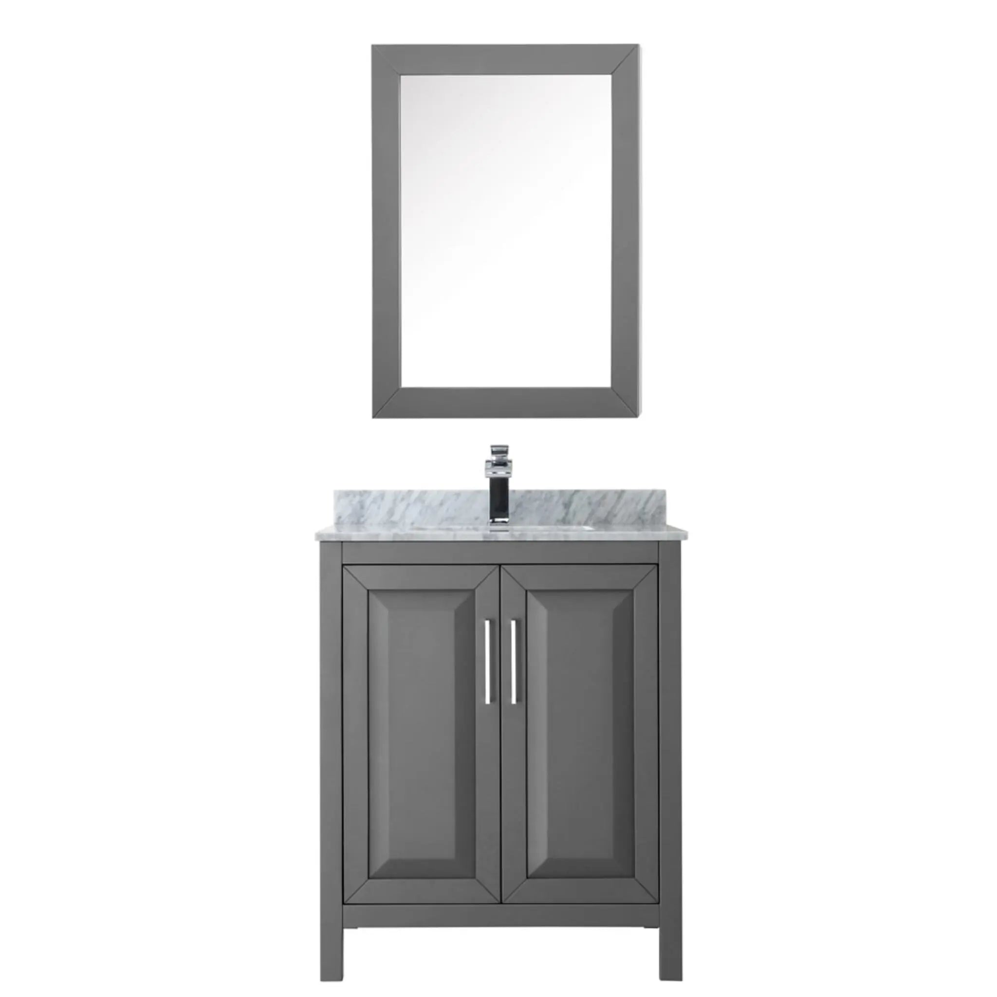30" Daria Single Bathroom Vanity in Dark Gray with Polished Chrome Trim & Medicine Cabinet by Wyndham