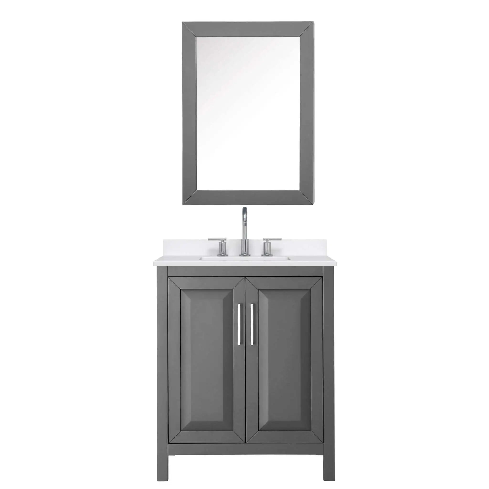 30" Daria Single Bathroom Vanity in Dark Gray with Polished Chrome Trim & Medicine Cabinet by Wyndham