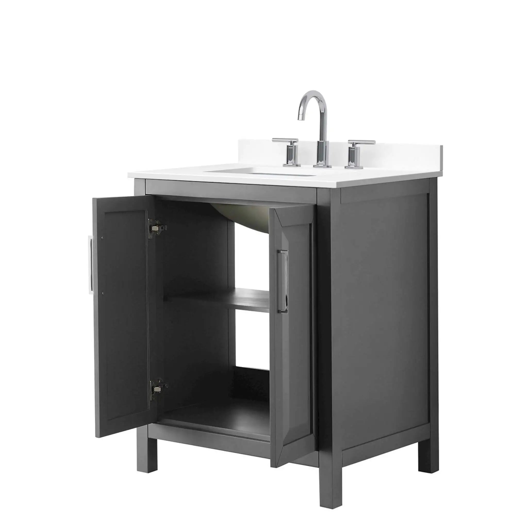 30" Daria Single Bathroom Vanity in Dark Gray with Polished Chrome Trim by Wyndham