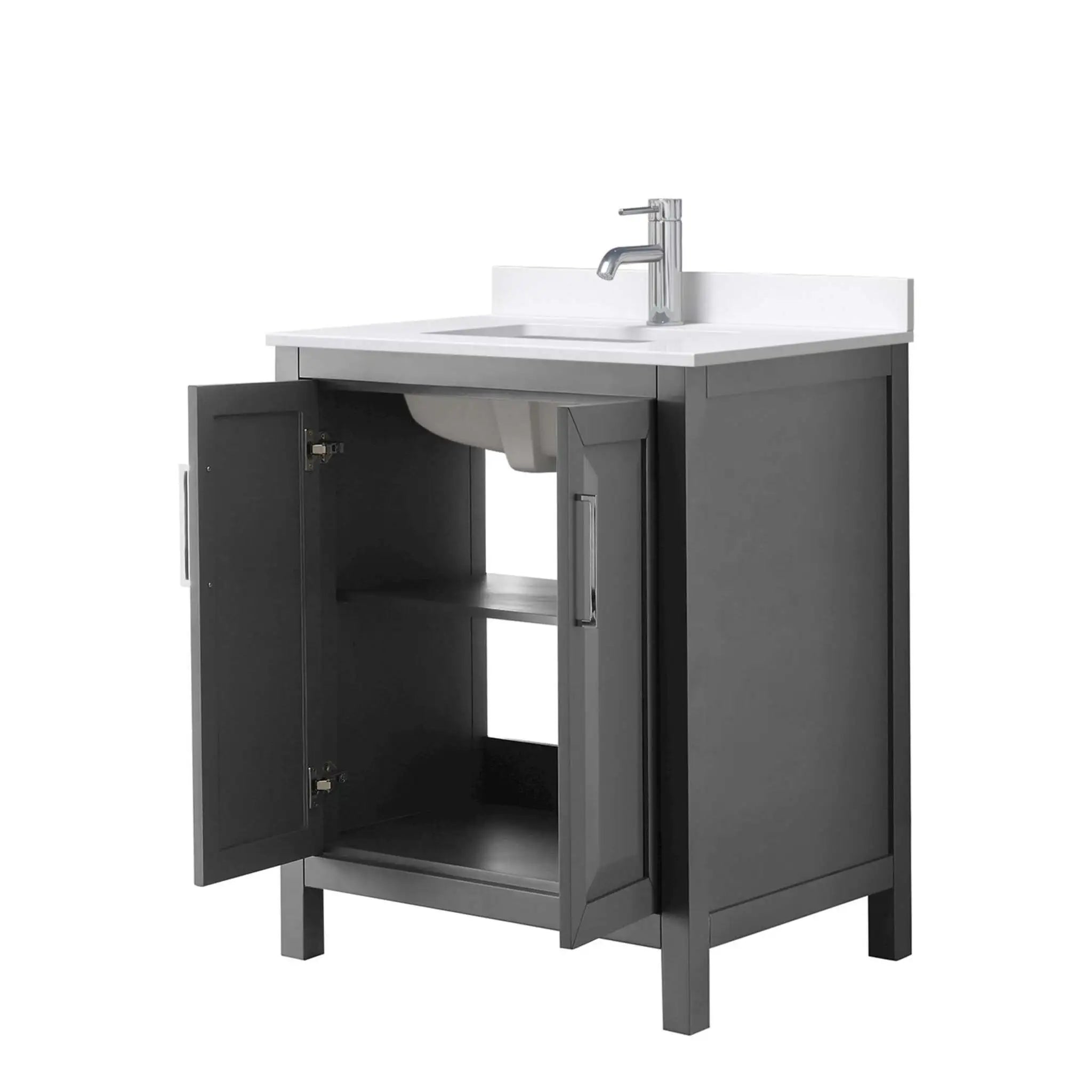 30" Daria Single Bathroom Vanity in Dark Gray with Polished Chrome Trim by Wyndham