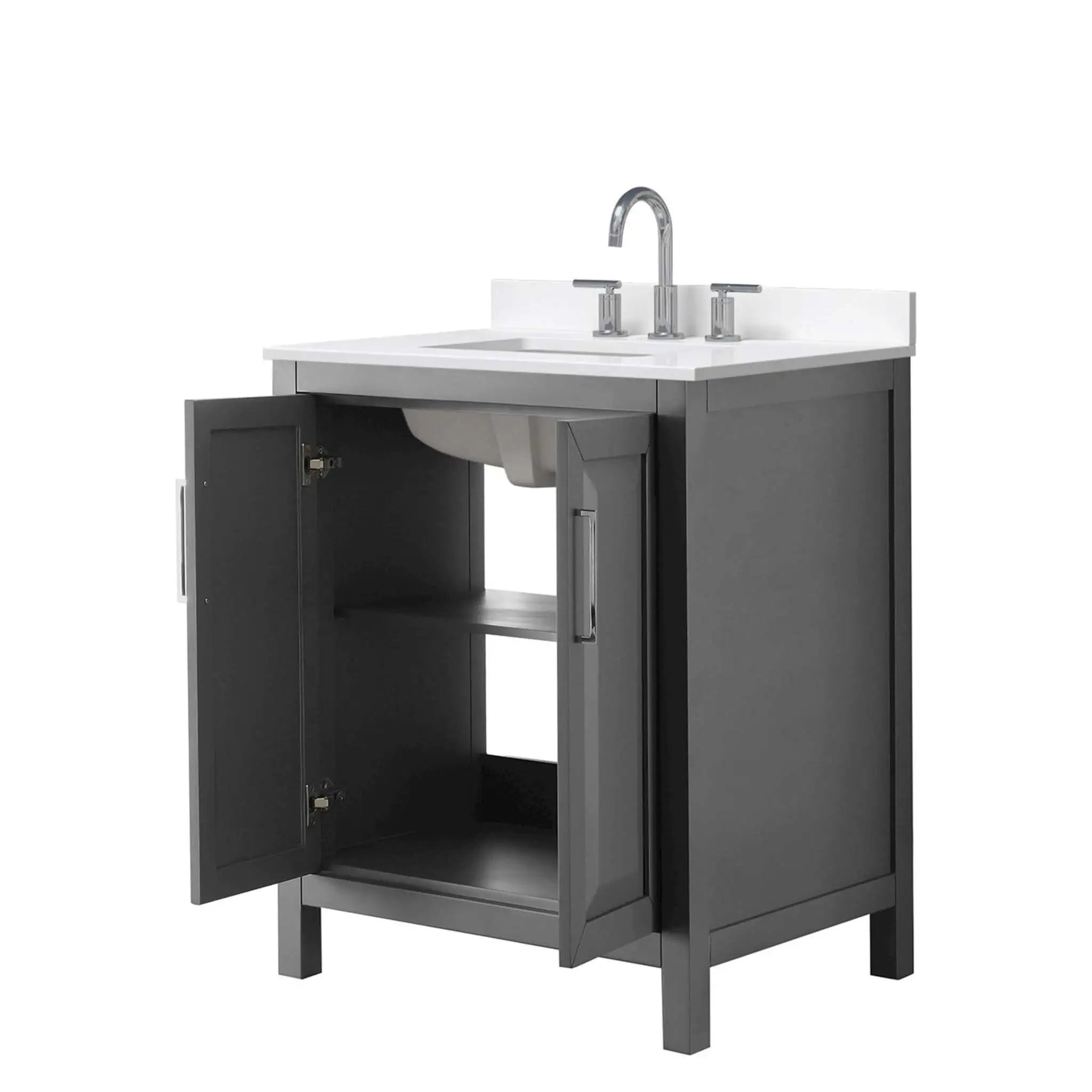 30" Daria Single Bathroom Vanity in Dark Gray with Polished Chrome Trim by Wyndham