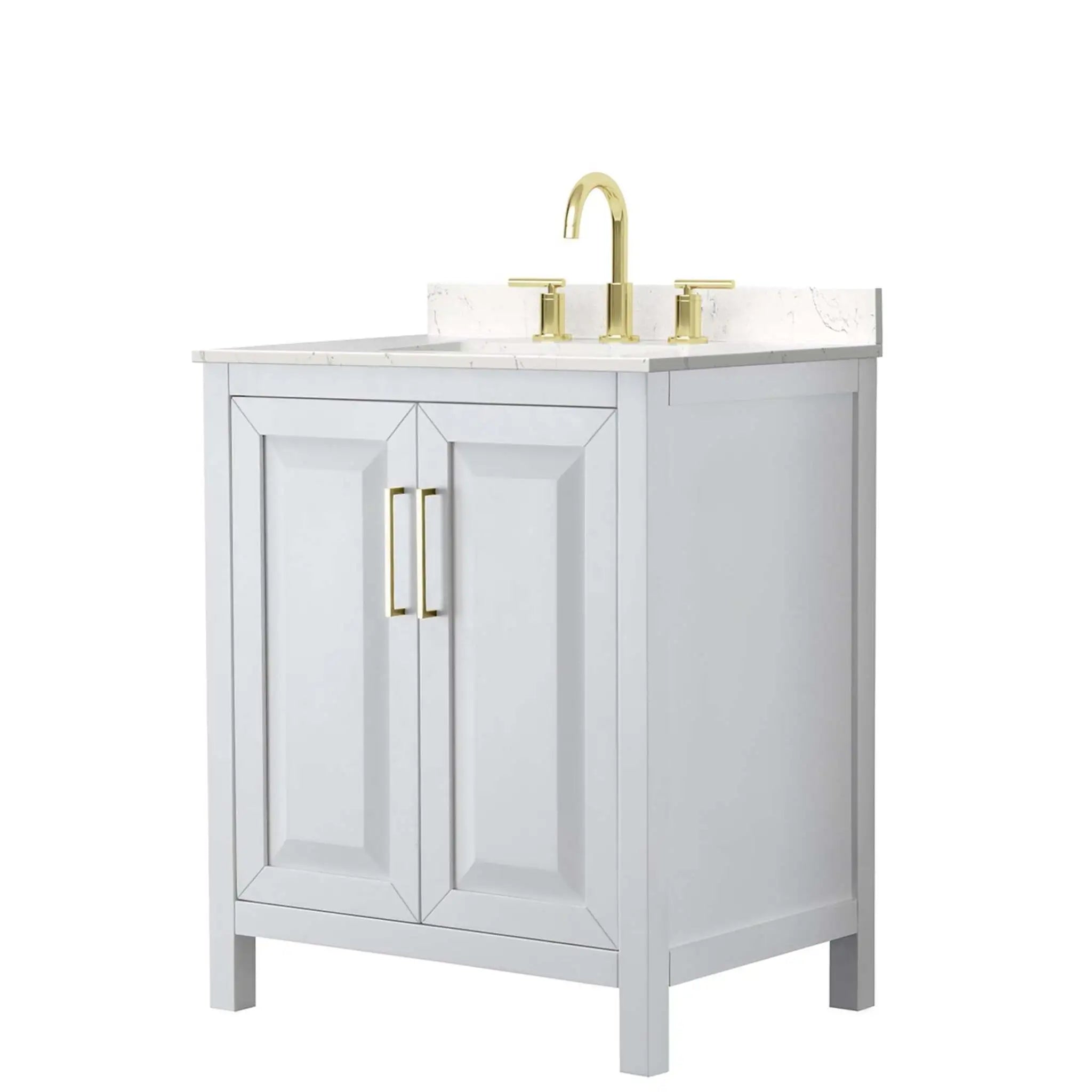 30" Daria Single Bathroom Vanity in White with Brushed Gold Trim by Wyndham