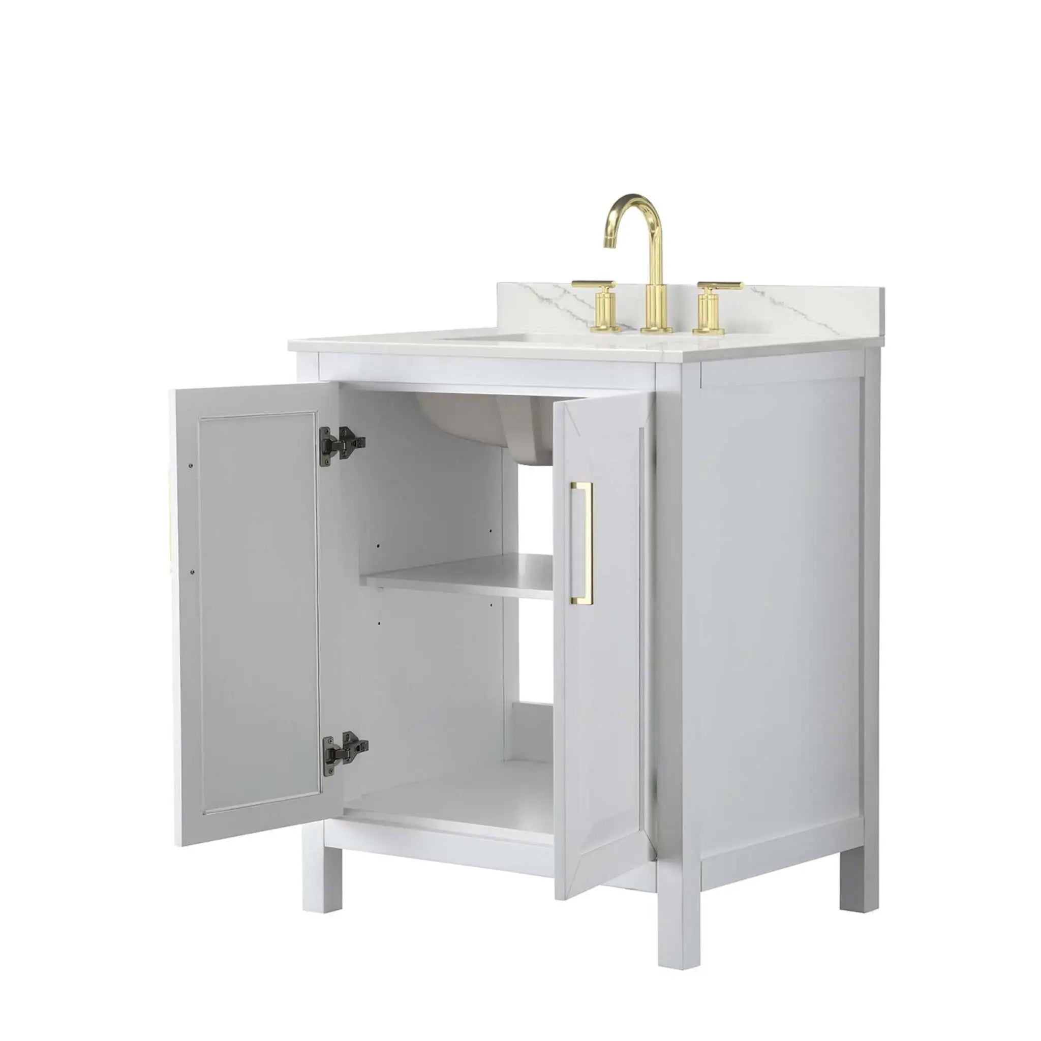 30" Daria Single Bathroom Vanity in White with Brushed Gold Trim by Wyndham
