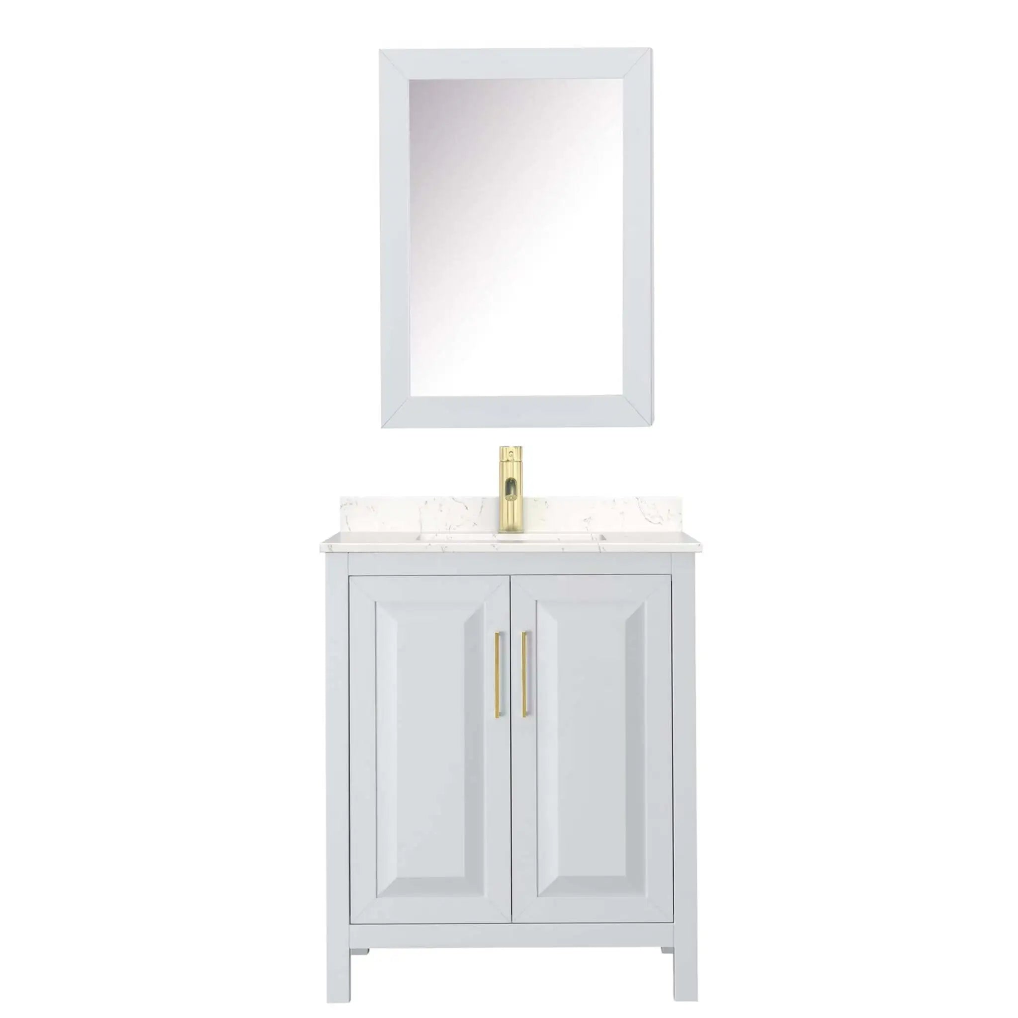 30" Daria Single Bathroom Vanity in White with Brushed Gold Trim & Medicine Cabinet by Wyndham