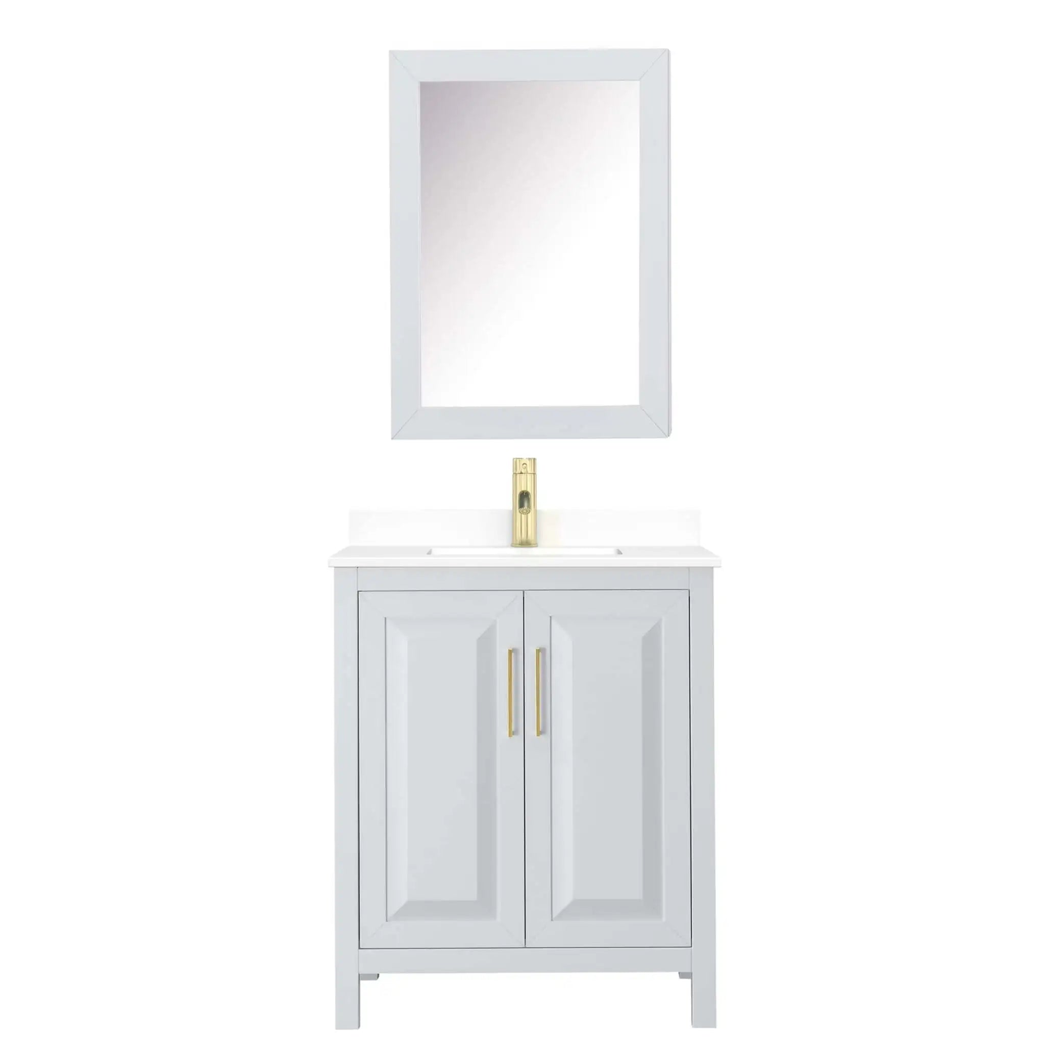 30" Daria Single Bathroom Vanity in White with Brushed Gold Trim & Medicine Cabinet by Wyndham