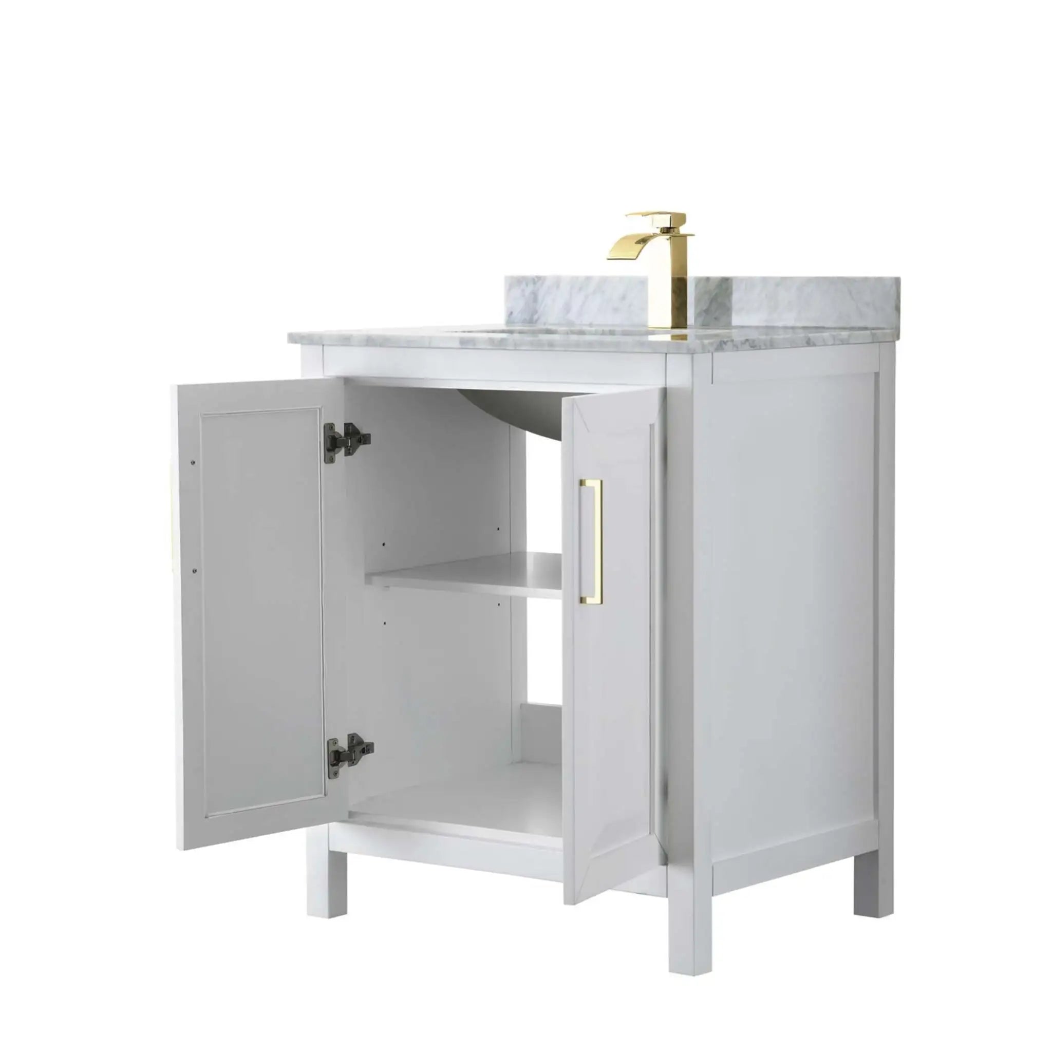 30" Daria Single Bathroom Vanity in White with Brushed Gold Trim by Wyndham