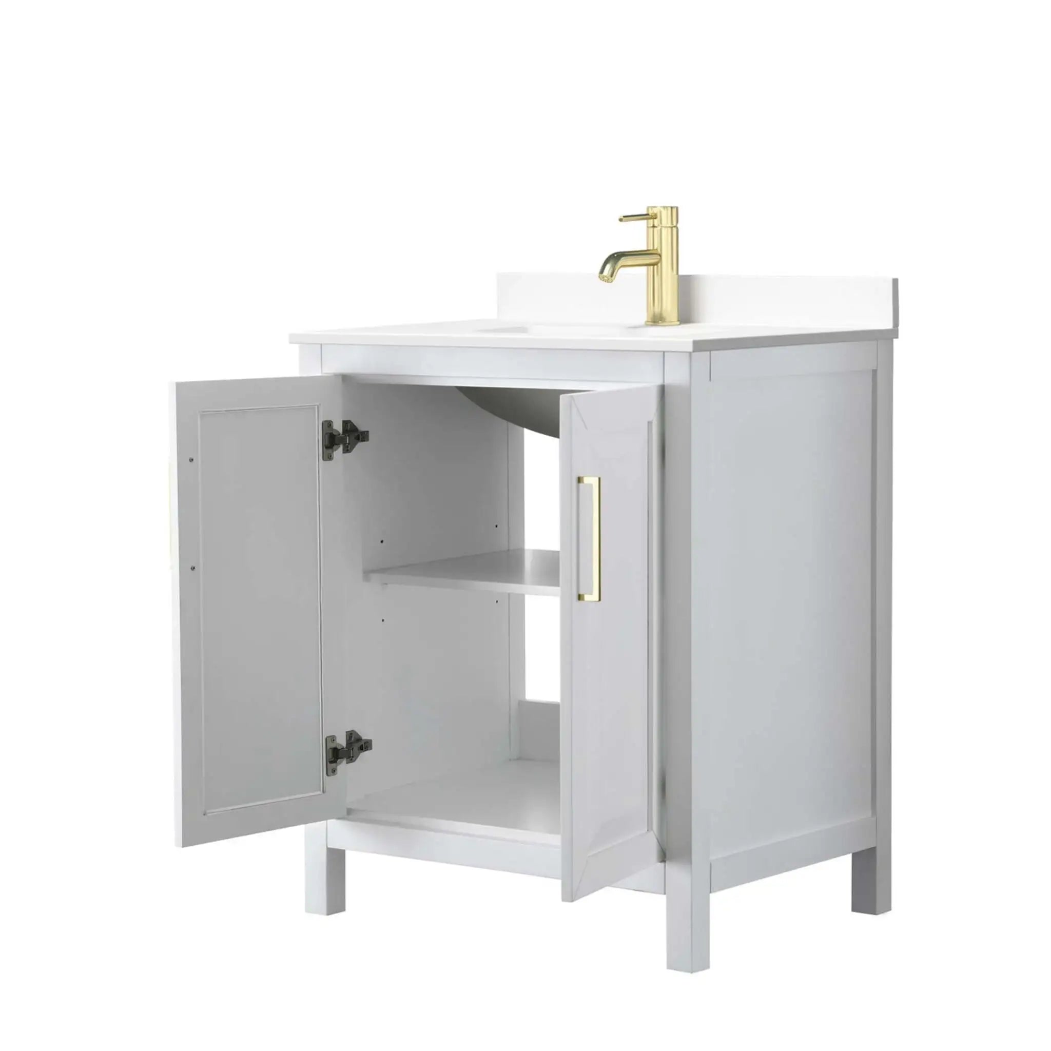 30" Daria Single Bathroom Vanity in White with Brushed Gold Trim by Wyndham