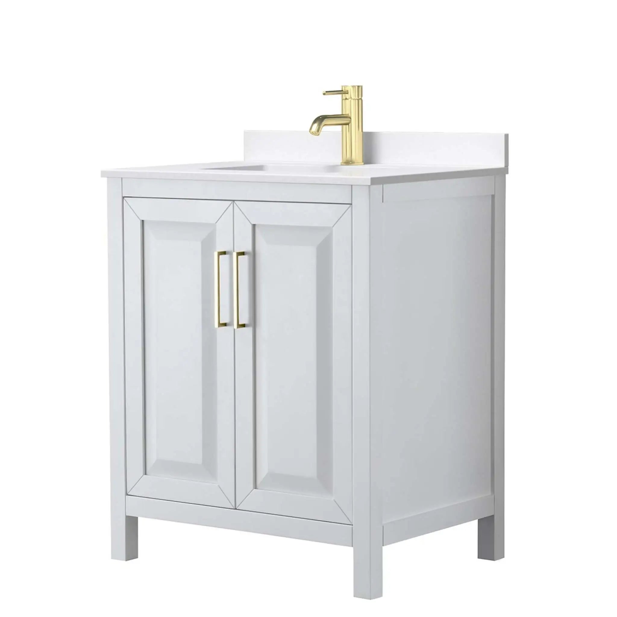 30" Daria Single Bathroom Vanity in White with Brushed Gold Trim by Wyndham