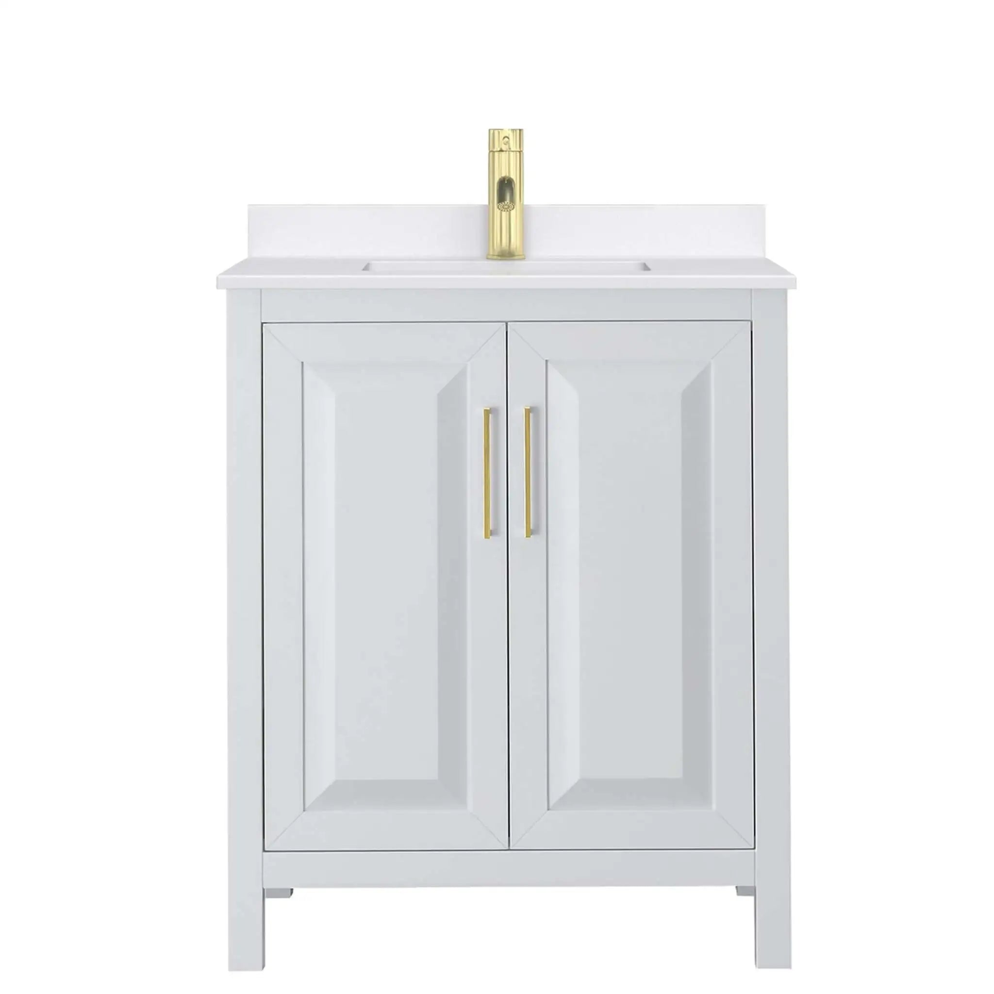 30" Daria Single Bathroom Vanity in White with Brushed Gold Trim by Wyndham