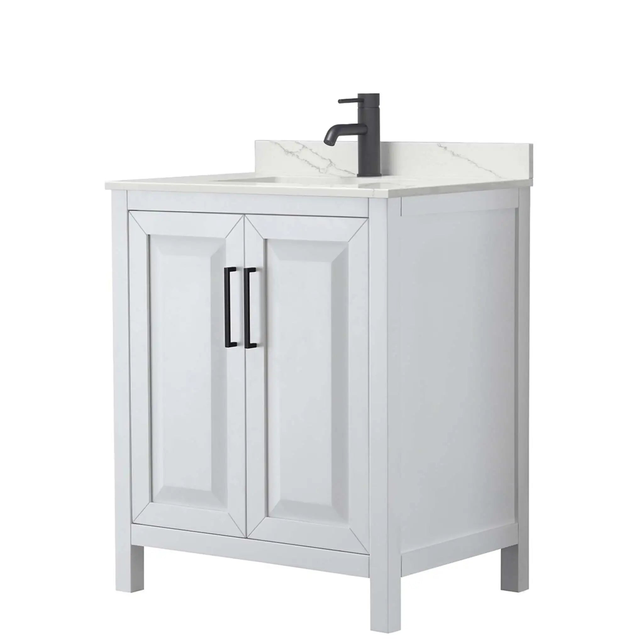 30" Daria Single Bathroom Vanity in White with Matte Black Trim by Wyndham