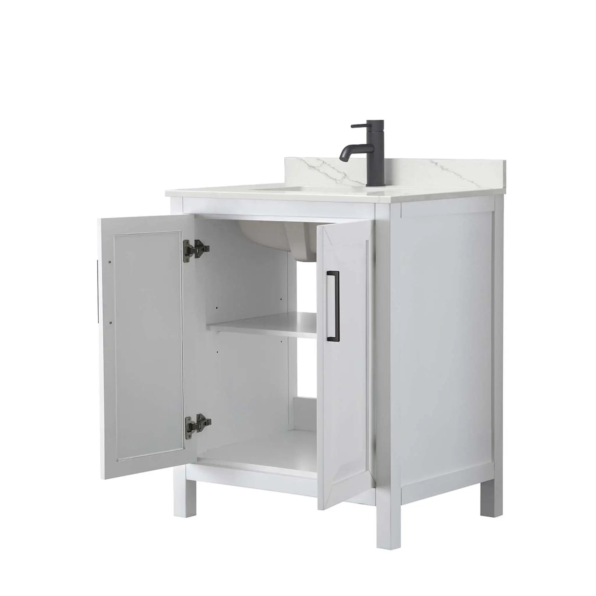 30" Daria Single Bathroom Vanity in White with Matte Black Trim by Wyndham