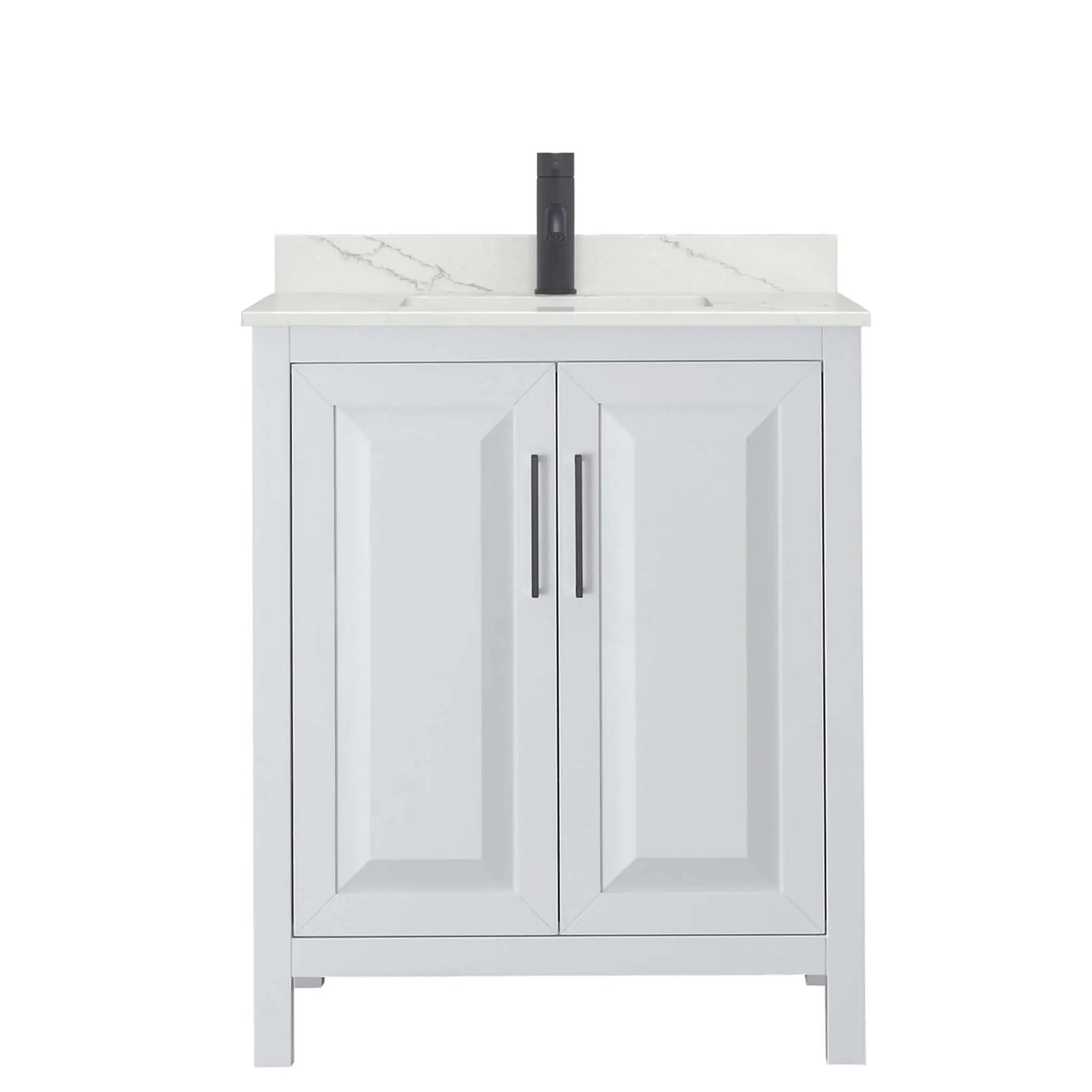 30" Daria Single Bathroom Vanity in White with Matte Black Trim by Wyndham