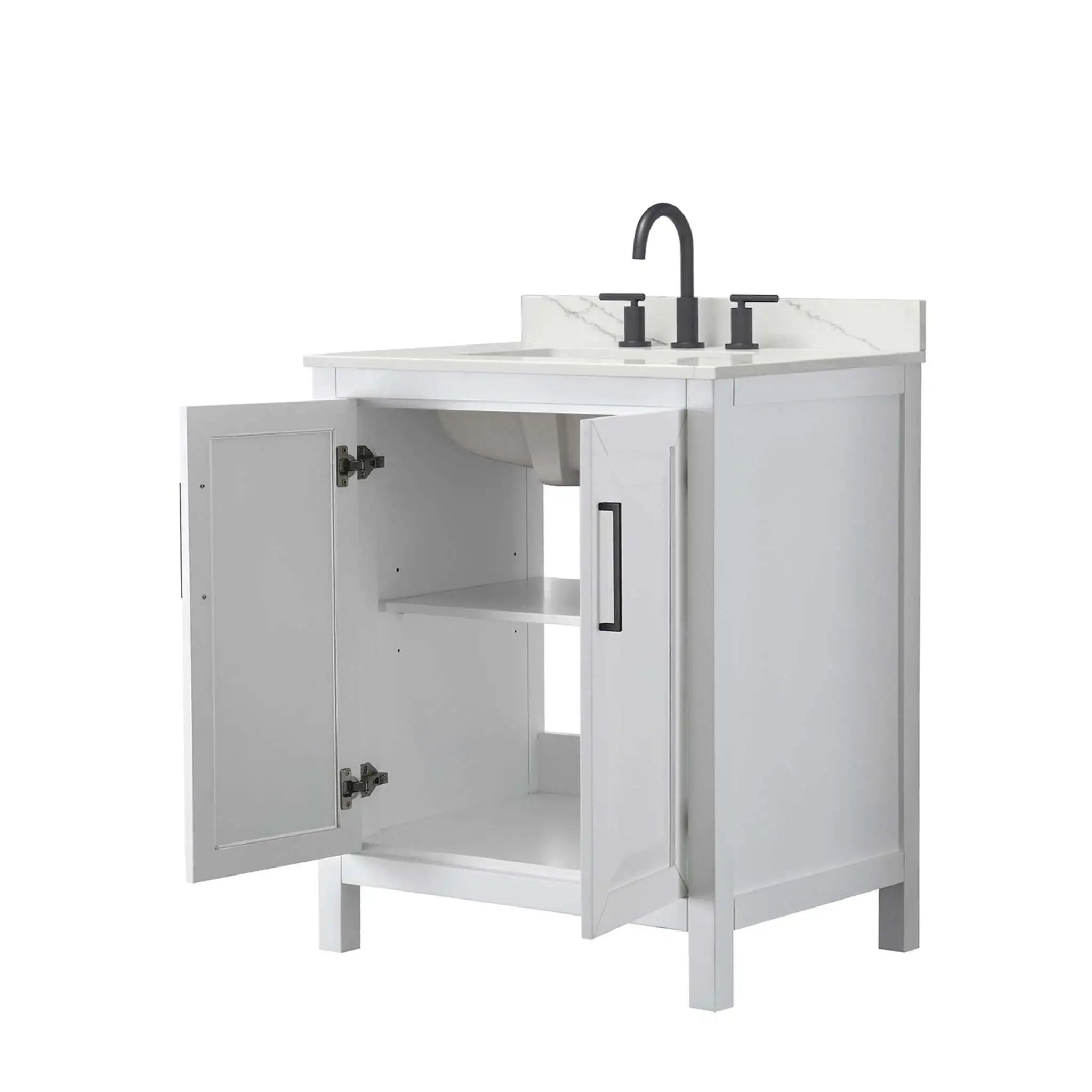 30" Daria Single Bathroom Vanity in White with Matte Black Trim by Wyndham