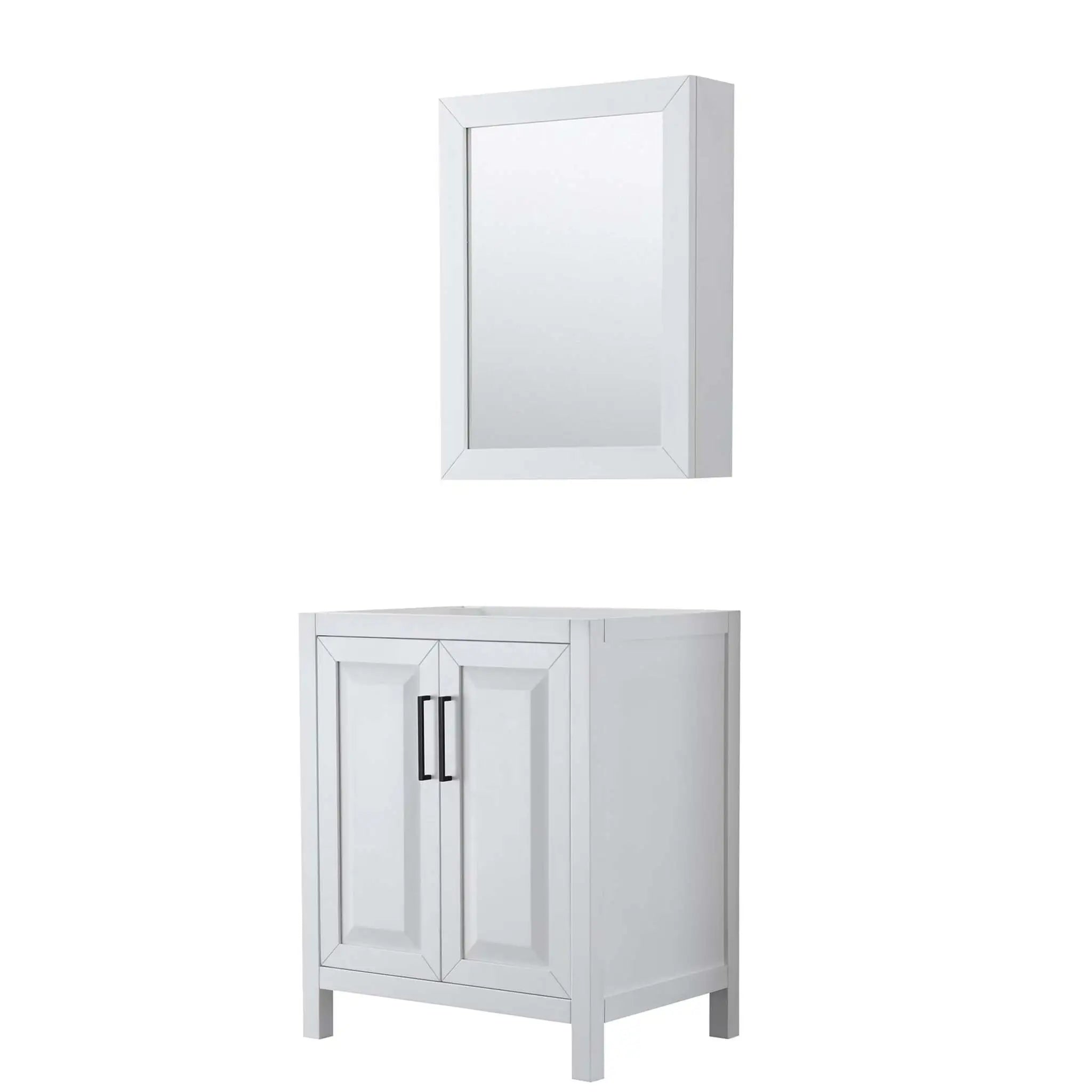30" Daria Single Bathroom Vanity in White with Matte Black Trim & Medicine Cabinet by Wyndham