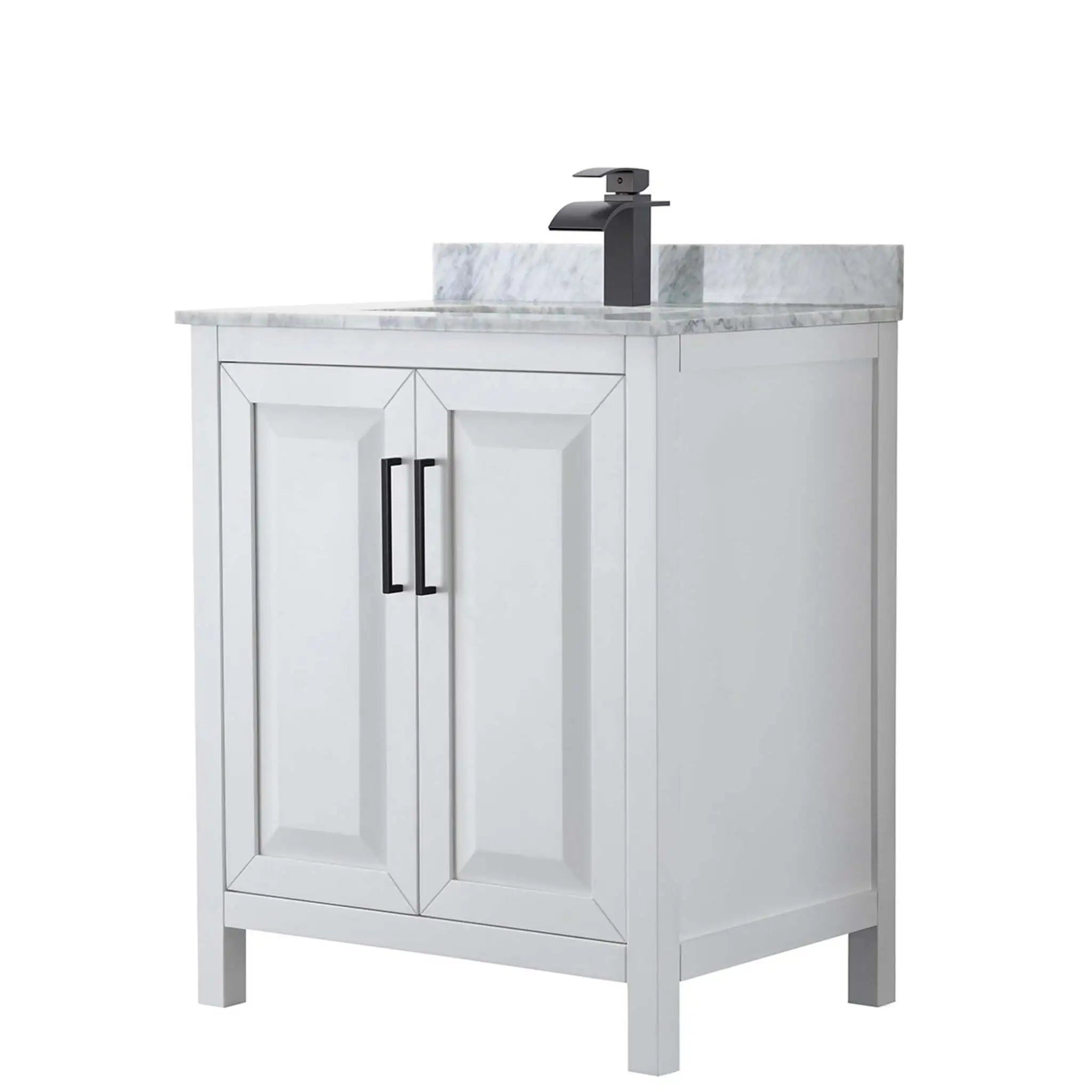 30" Daria Single Bathroom Vanity in White with Matte Black Trim by Wyndham