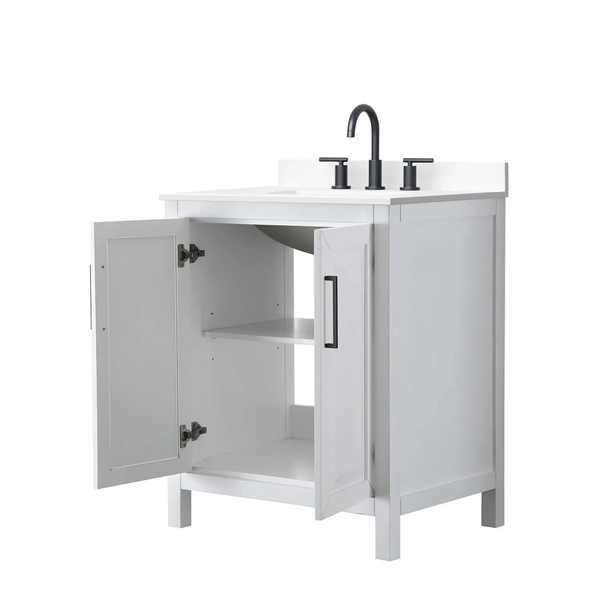 30" Daria Single Bathroom Vanity in White with Matte Black Trim by Wyndham