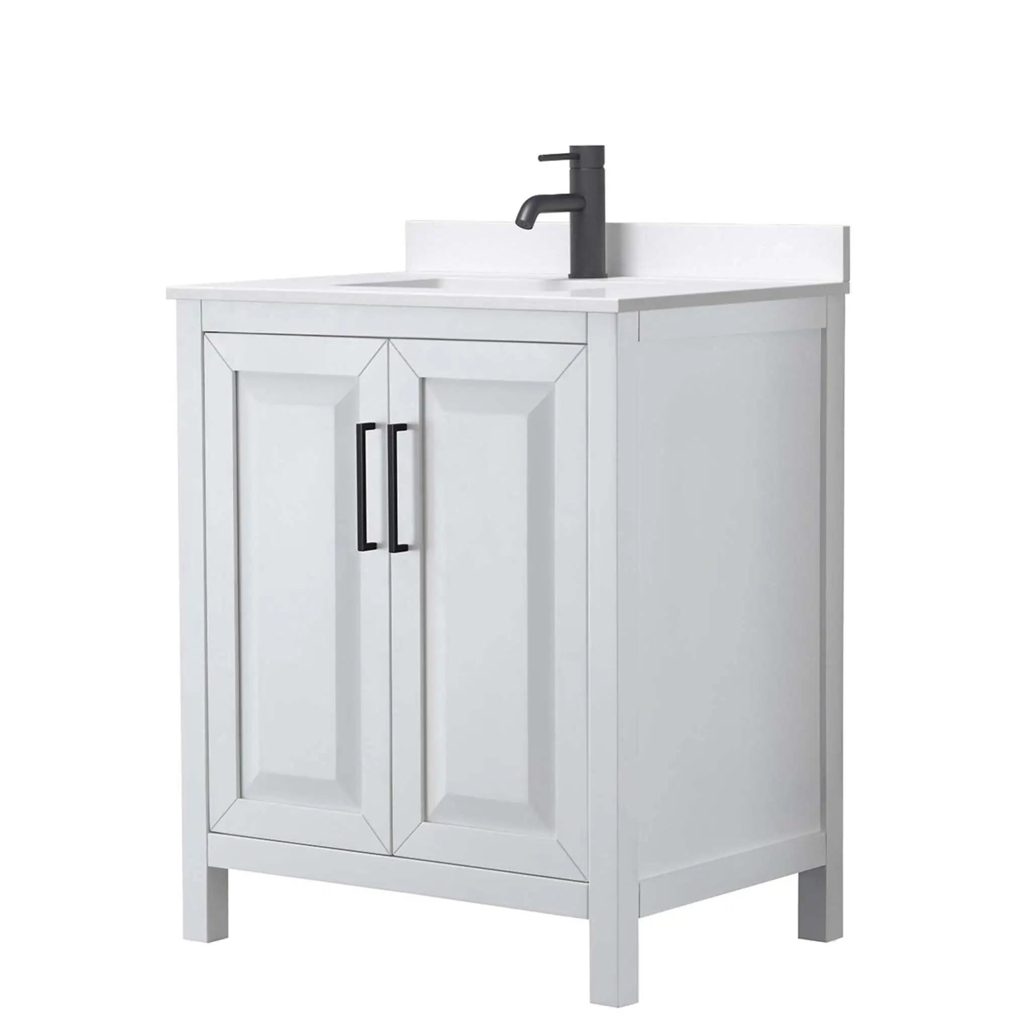 30" Daria Single Bathroom Vanity in White with Matte Black Trim by Wyndham